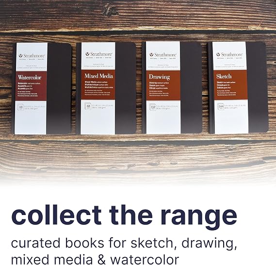 Strathmore 400 Series Mixed Media Paper Art Book, Matte Brown Cover, Natural White, Hardbound, 24 Sheets, 5.5x8.5 inch