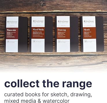 Strathmore 400 Series Mixed Media Paper Art Book, Matte Brown Cover, Natural White, Hardbound, 24 Sheets, 5.5x8.5 inch