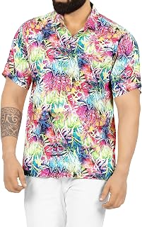 LA LEELA Men's Hawaiian Shirts Short Sleeve Button Down Shirt Mens Casual Shirts Vacation Tropical Shirts for Men Funny