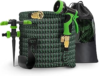 KEPLIN Expanding Hose Pipe - 100ft, Green | Garden Water Hose 10 Setting Spray Gun Attachment | Flexible & Expandable Magic Hose,High Pressure,Anti Leak & Lightweight | Easy Storage with Free Bag