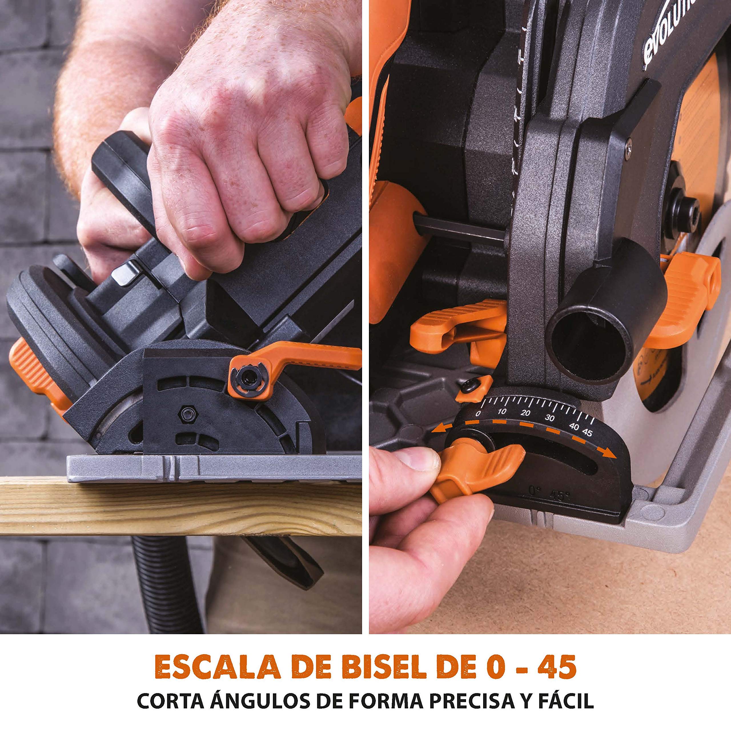 EVOLUTION POWER TOOLS R185CCSX Sierra Circular multimaterial Compatible (Paquete de combinación 1020 mm con guía incluida), 230 V, 185 mm