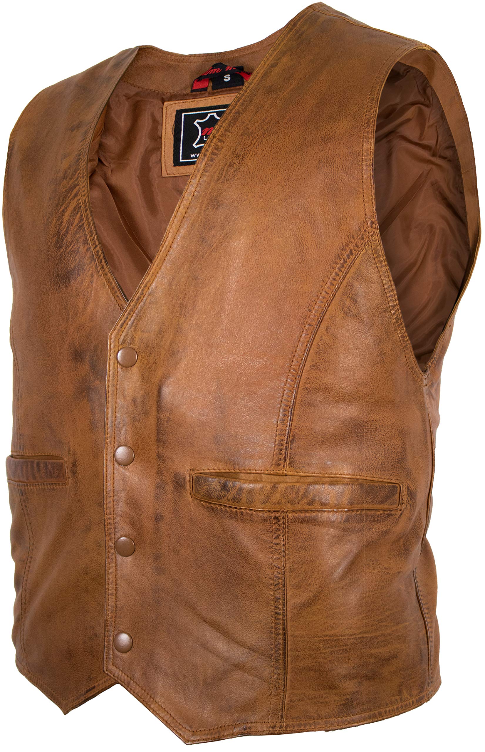 MDM Gilet en Cuir d'Agneau Nappa Véritable pour Homme