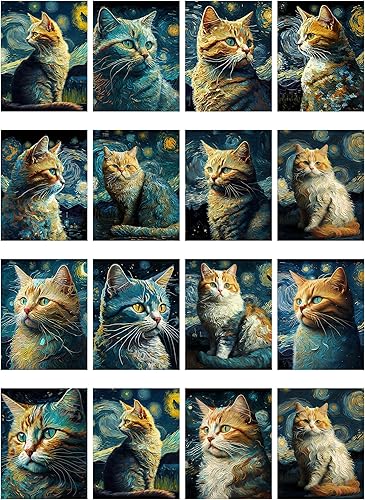 Miniatura 2 de Decoupage - Paquete de papel (35 hojas de 6 x 8 pulgadas) retrato de gato Van Gogh FLONZ Vintage Pictures Reimpresión tarjetas para decoupage,