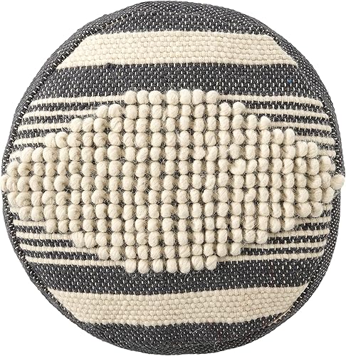 Miniatura 4 de Christopher Knight Home Lucknow - Puf cilíndrico hecho a mano, color blanco y azul marino