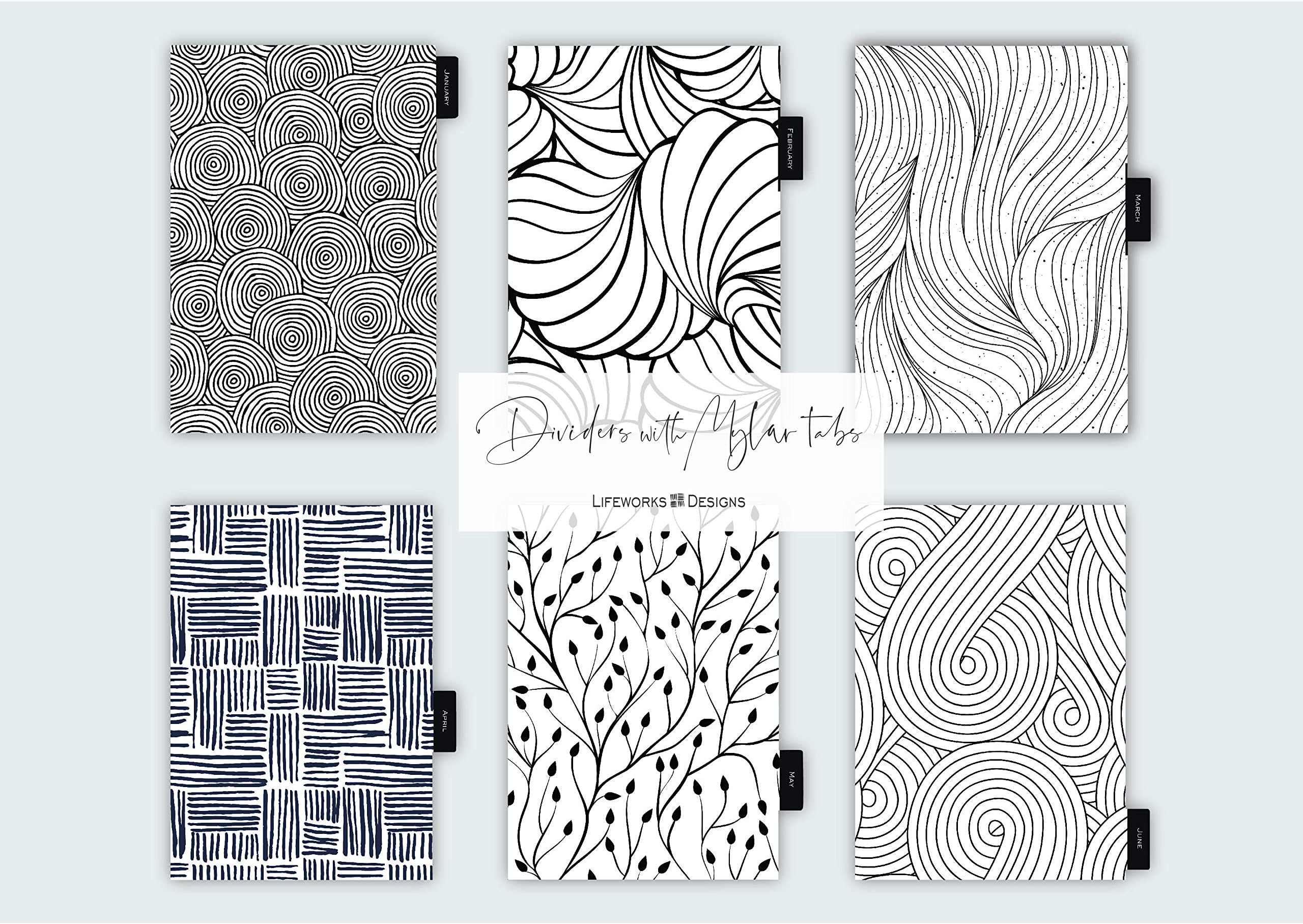 Junior Dividers with Mylar Tabs for Arc, Tul, Levenger, Circa, Binder, Disc, Notebook Systems, Discbound, Printed on Rich White Artisan Flecked Stock, Half Letter, 5.5 x 8.5