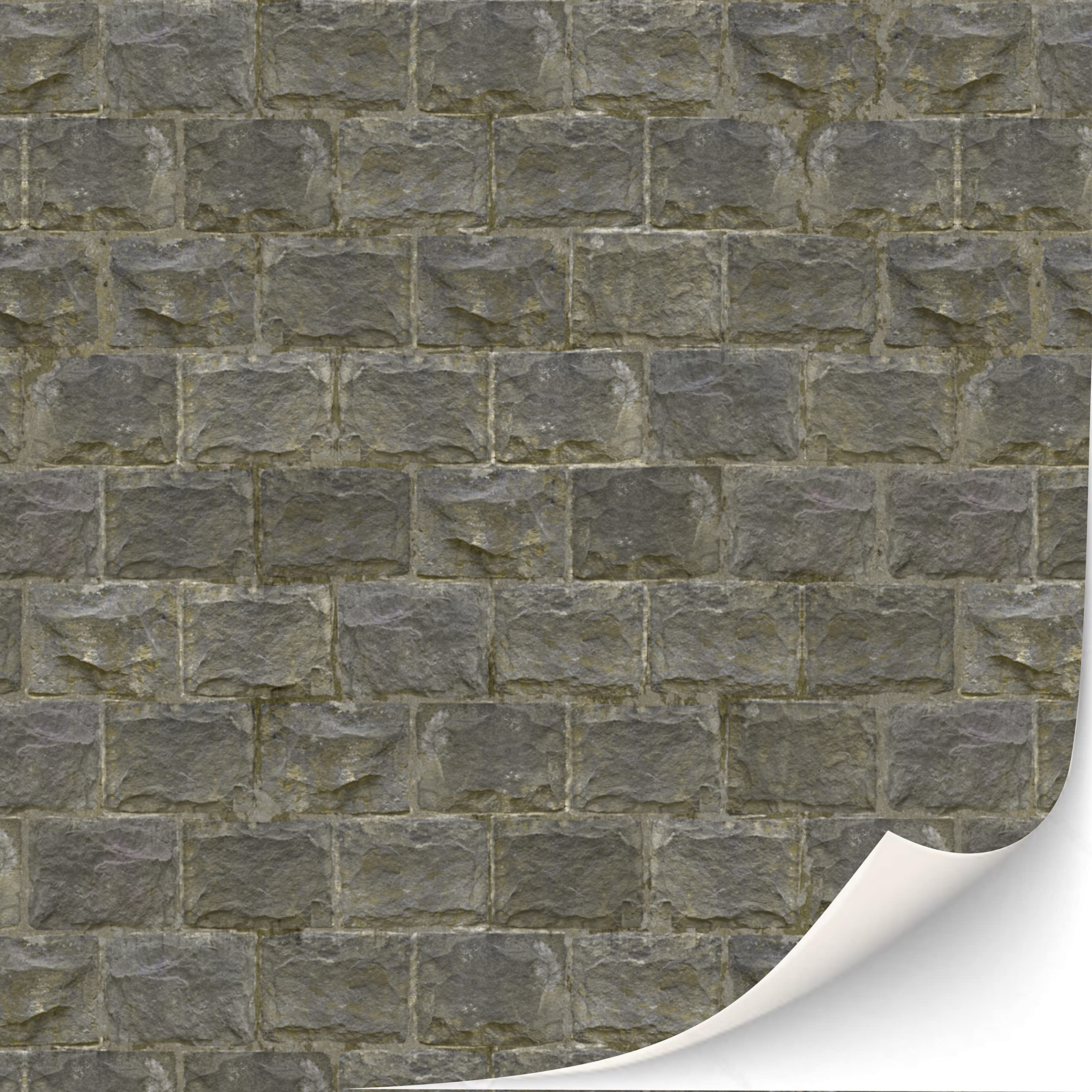 3 Fogli Di Rivestimento Murale Autoadesivo Per Casa Delle Bambole, In Scala 1:12 (Parete Di Roccia Scolpita)-image