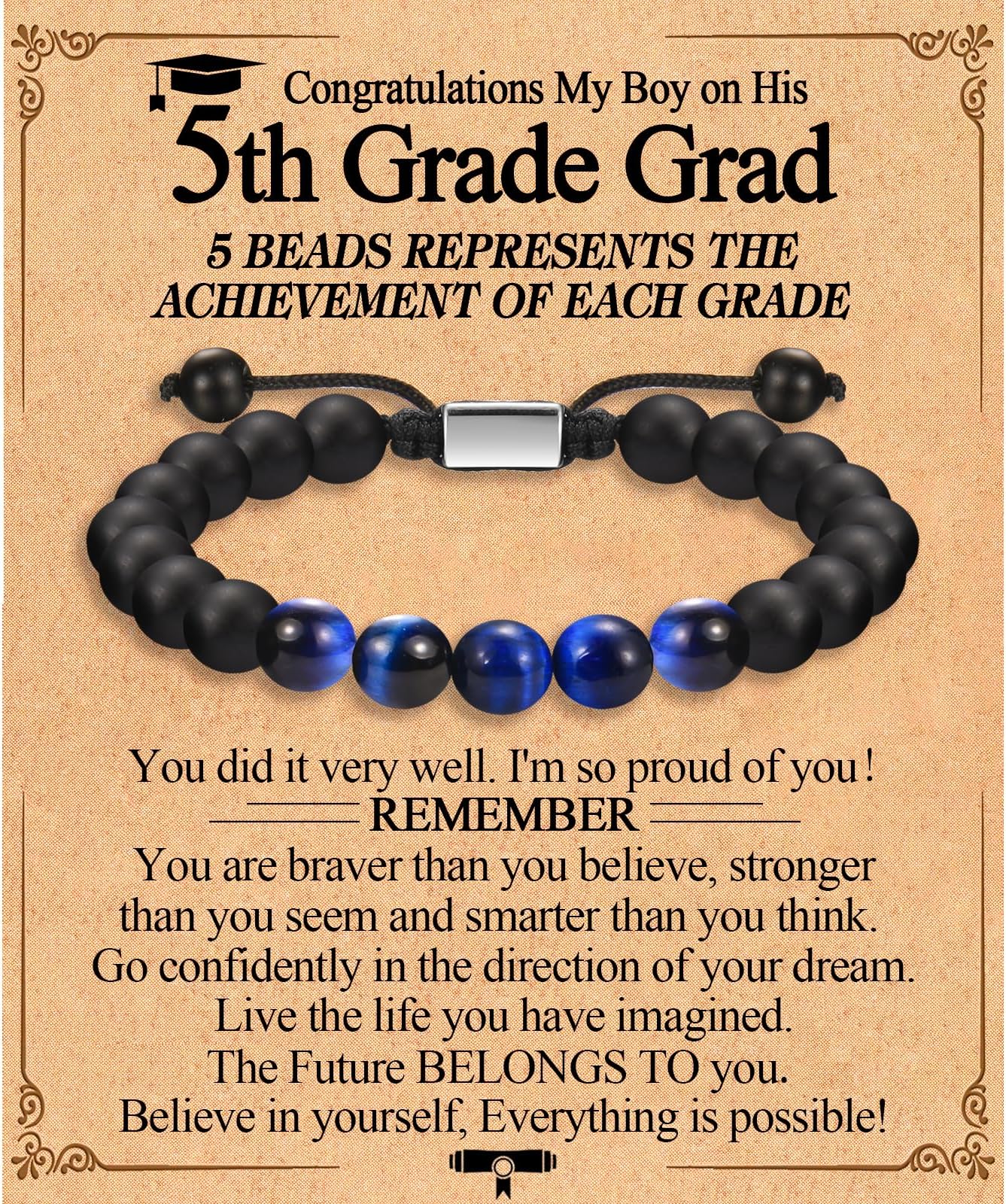 FIEEFXGraduation Gifts for Him Boys Men 2024 High School/Kindergarten/Preschool/ 5th 6th 8th Grade/College/Master Degree/Middle School Graduation Gifts Bracelet for Son Grandson Nephew Boyfriend Friend