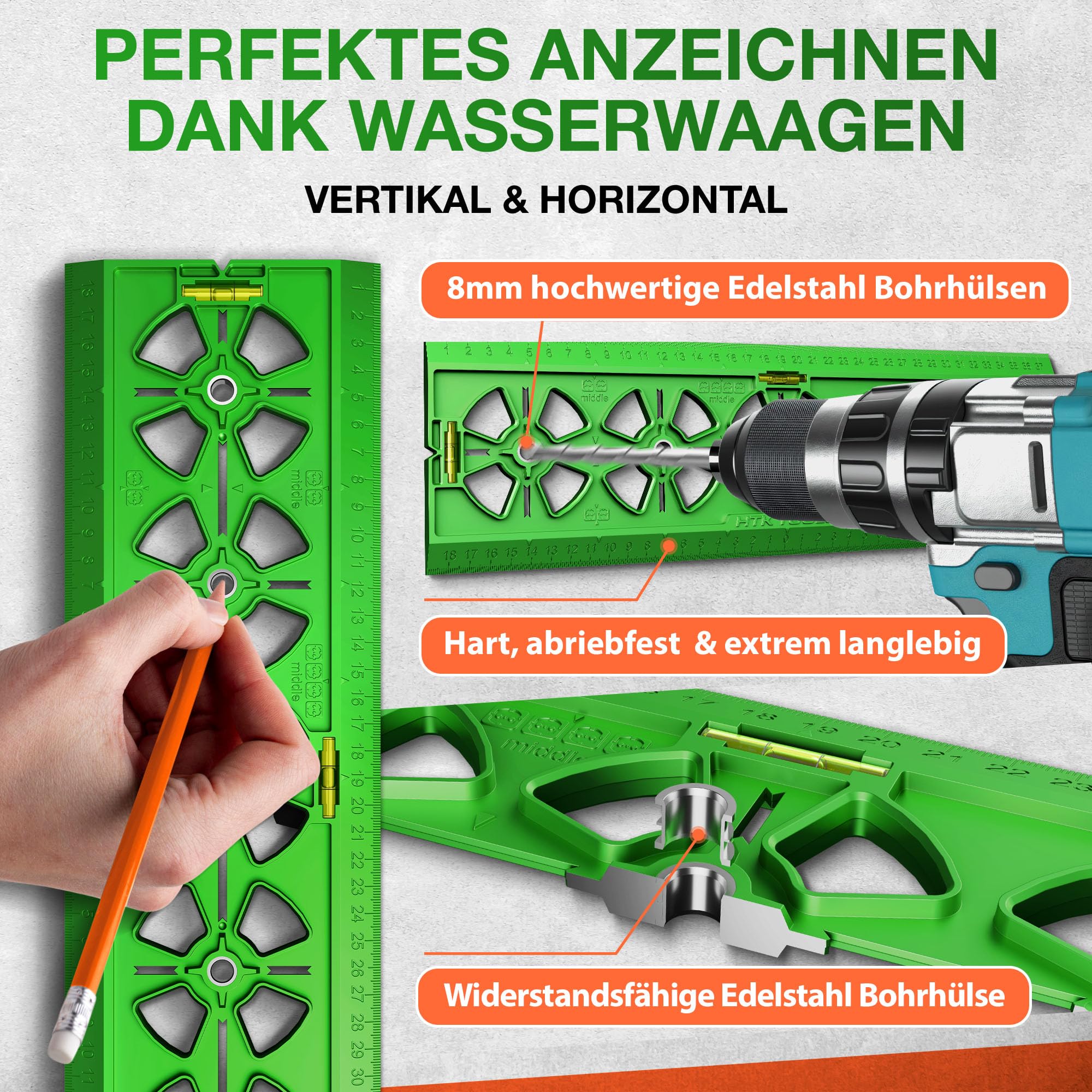 Profi-Bohrschablonen Bundle – Steckdosen-Bohrschablone bis 5 Dosen + WC & Multifunktions-Schablone PRO – präzise Bohrungen, perfekt ausgerichtet