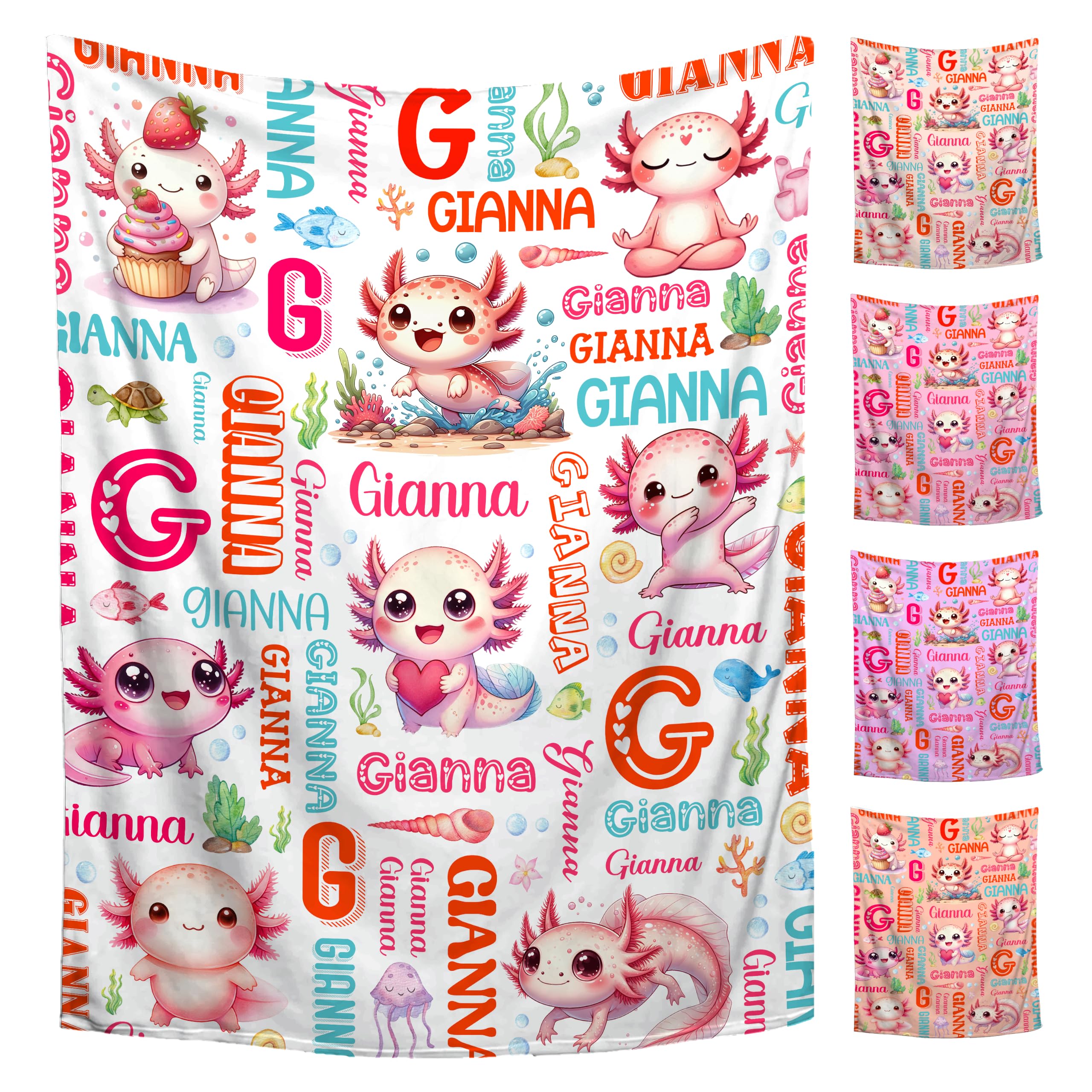 Custom Axolotls Blanket for Boys Girls,Ultra Soft Personalized Gifts Baby Blanket,Customized Throw for Toddlers Newborn Stroller Crib,50"x60"