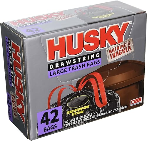 POLY AMERICA HK33DS042B - Bolsa de basura negra con cordón, 42 unidades, 33 galones