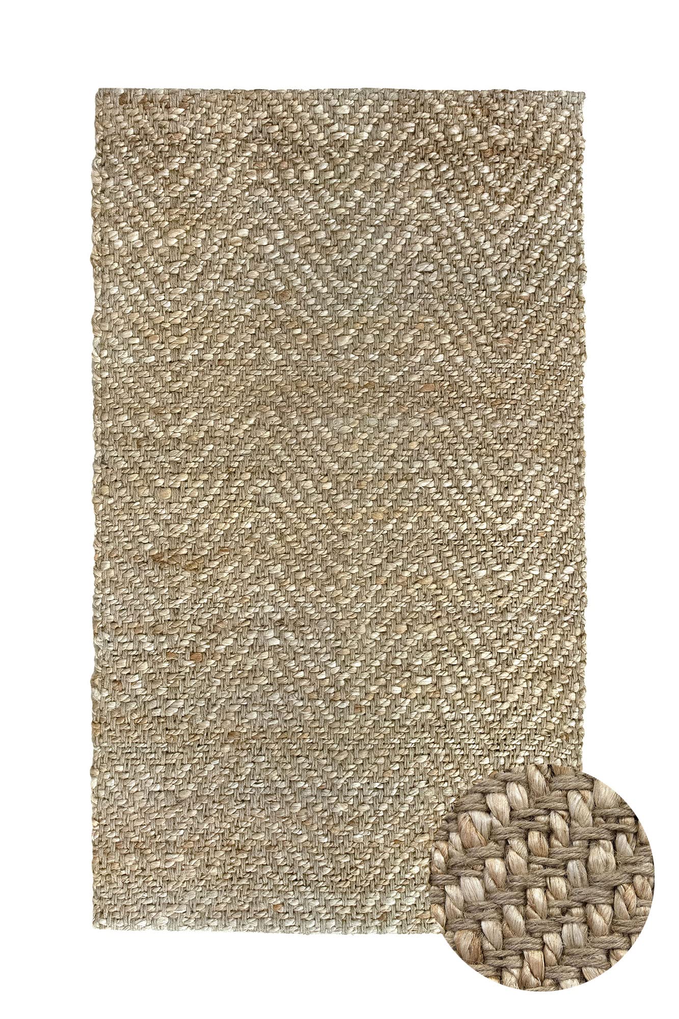 HAMID - Alfombra de Yute Alcázar, 100% Fibra de Yute Natural, Alfombra Suave, Tejida a Mano, Alfombra de Salón, Comedor, Dormitorio, Pasillos, Entrada - Natural, (150x80cm)