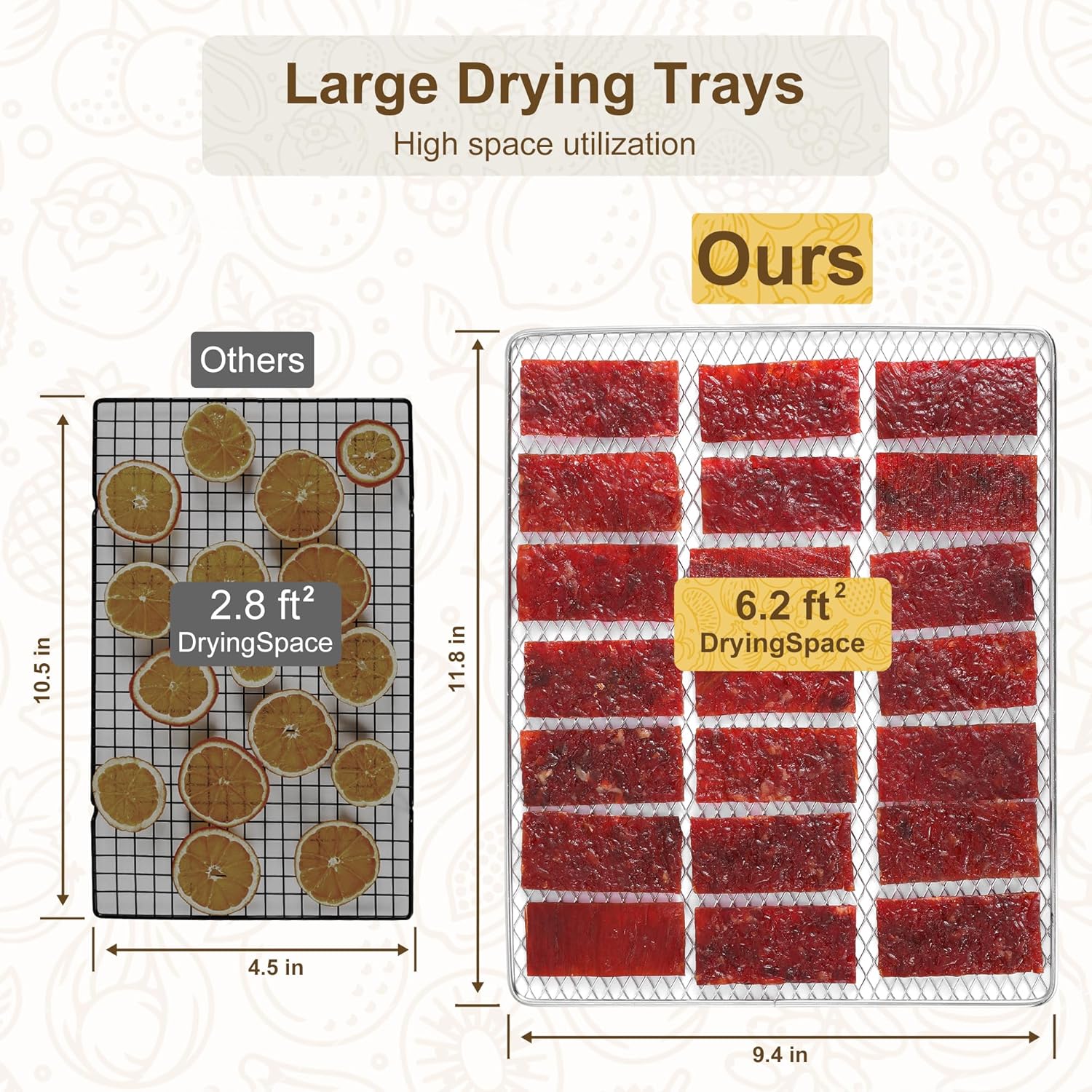 Food Dehydrator, 8-Tray Stainless Steel Jerky Dehydrator, 625W Food Dryer with Adjustable Timer & Temperature, 165°F dehydrators for Jerky, Dog Treats, Herbs, Fruit, and Yogurt (50 Recipes)