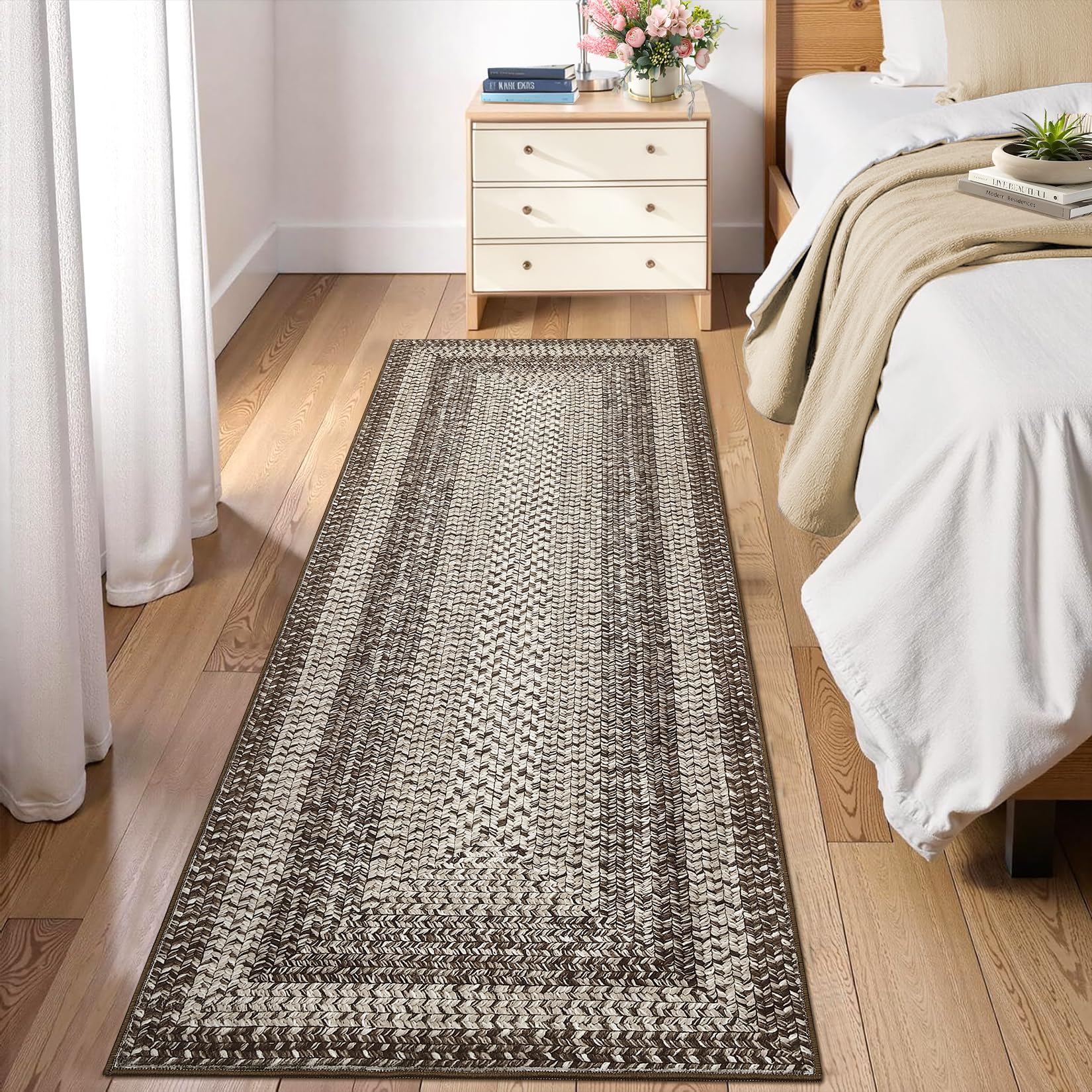 Runner Rug 2x8 Machine Washable Hallway Runner Rug Entryway Long Runner Carpet Braided Printed Throw Mat Non Slip Kitchen Mat Living Room Rustic