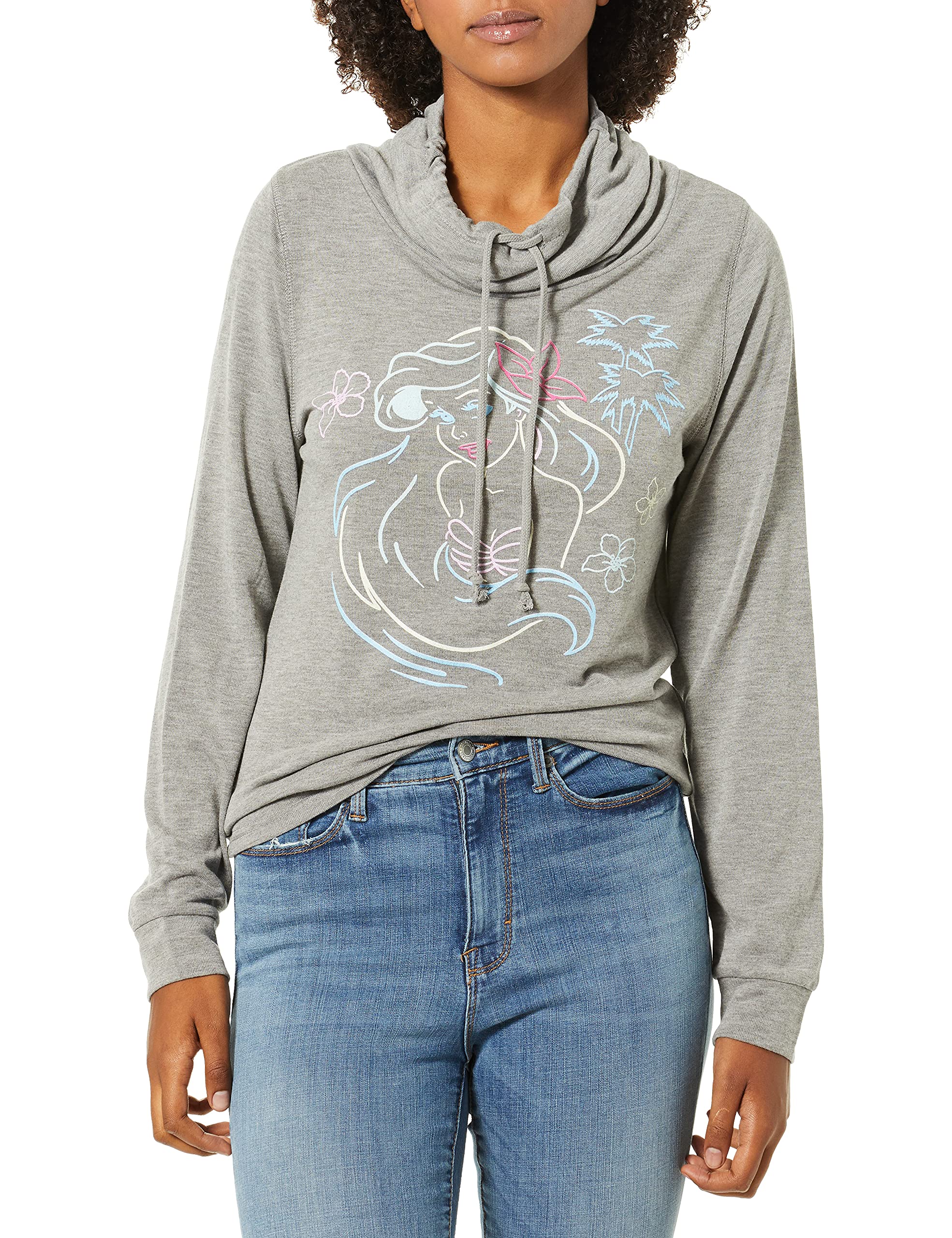 Disney Digital Wave Graphic Women's Long Sleeve Cowls Top Camisa Mujer (Pack de 1)