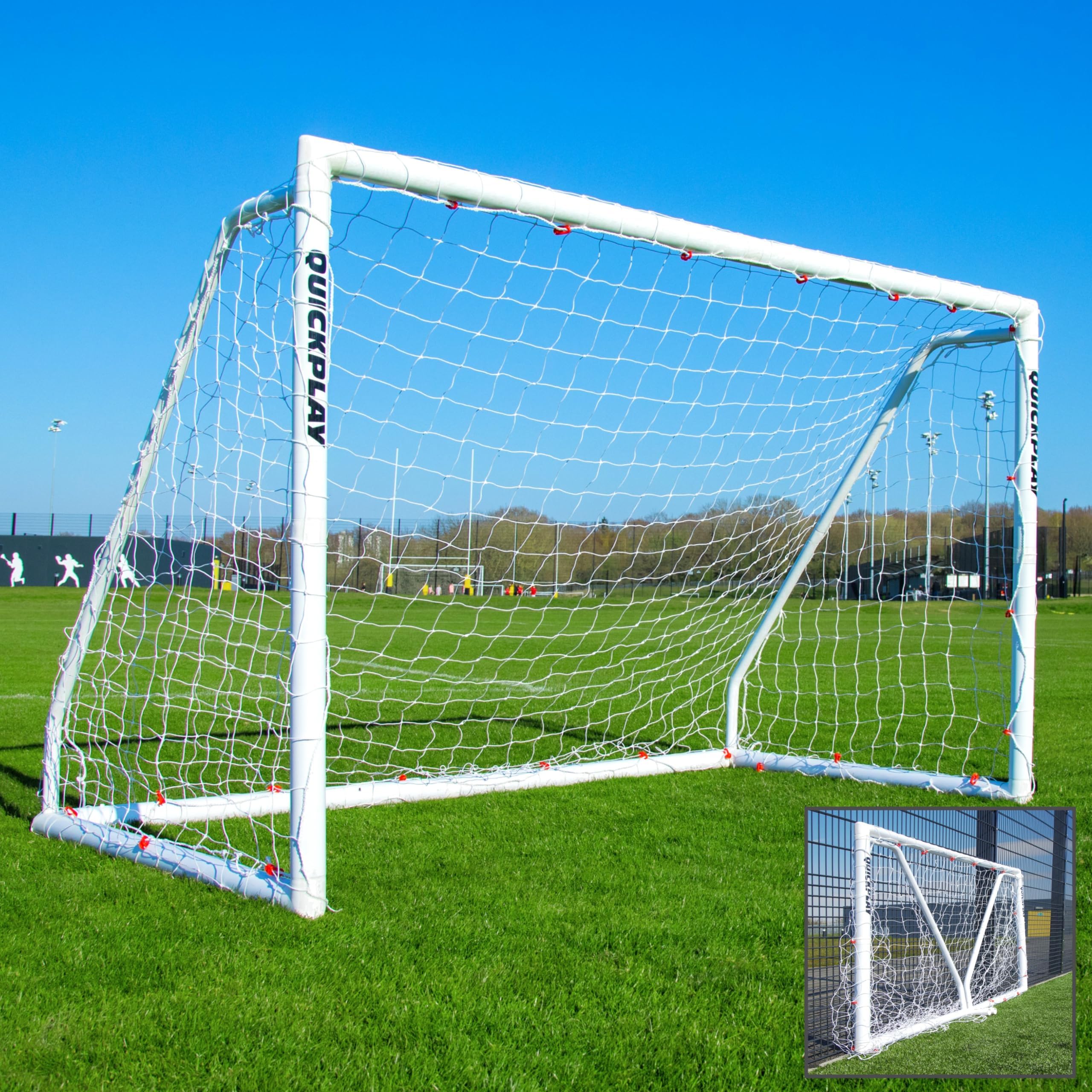– Q-Fold Match Football Goal | 30-Second Folding Design for Easy Setup | Portable Weatherproof Goal Post for Adults & Kids [Single Goal]