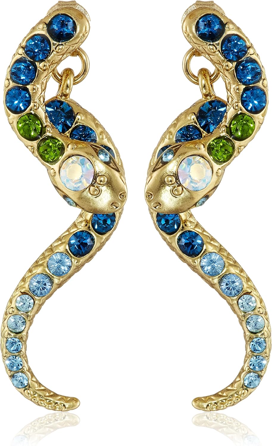 Betsey Johnson Pave Crystal Snake Front & Back Linear Earrings