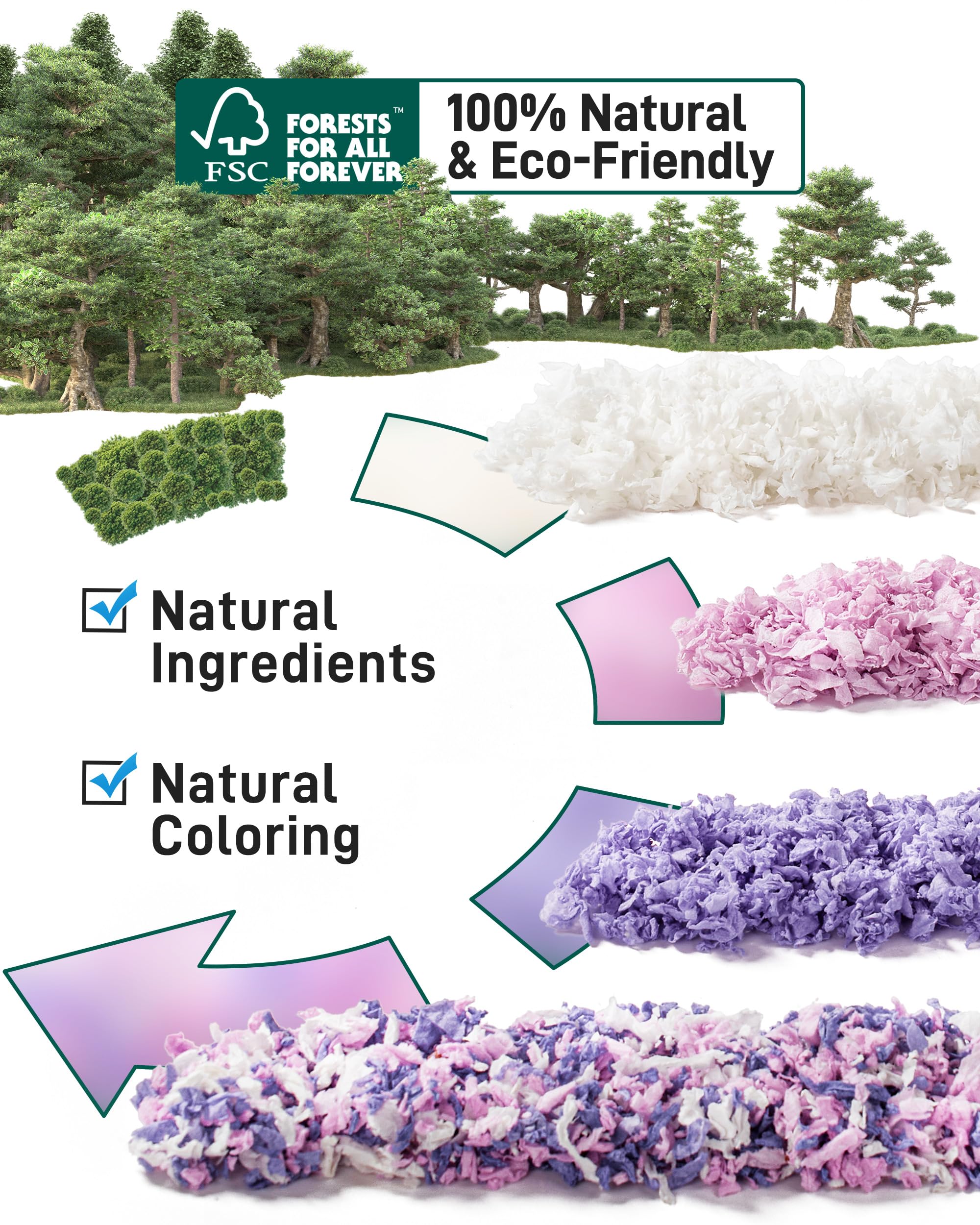 BUCATSTATE Litières pour Hamsters 70L, Super Absorbante & 99,9% sans Petit Animal Papier Poussière pour Souris, Rats, Rongeurs, Cochon d'Inde, Chinchilla