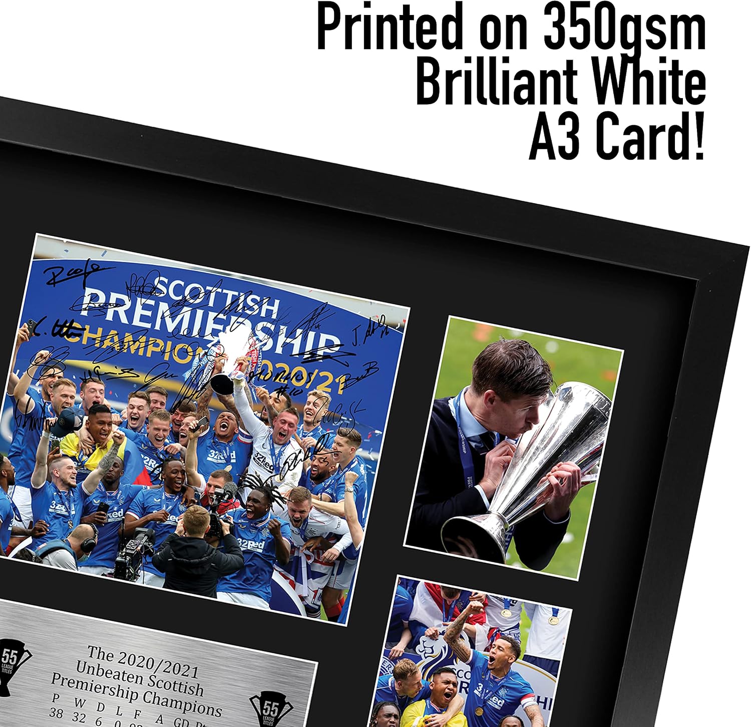 HWC Trading A3 FR Glasgow Rangers 55th Time Scottish Champions Display Signed Gift FRAMED A3 Printed Autograph Football Gifts Print Photo Picture Display - Image 5