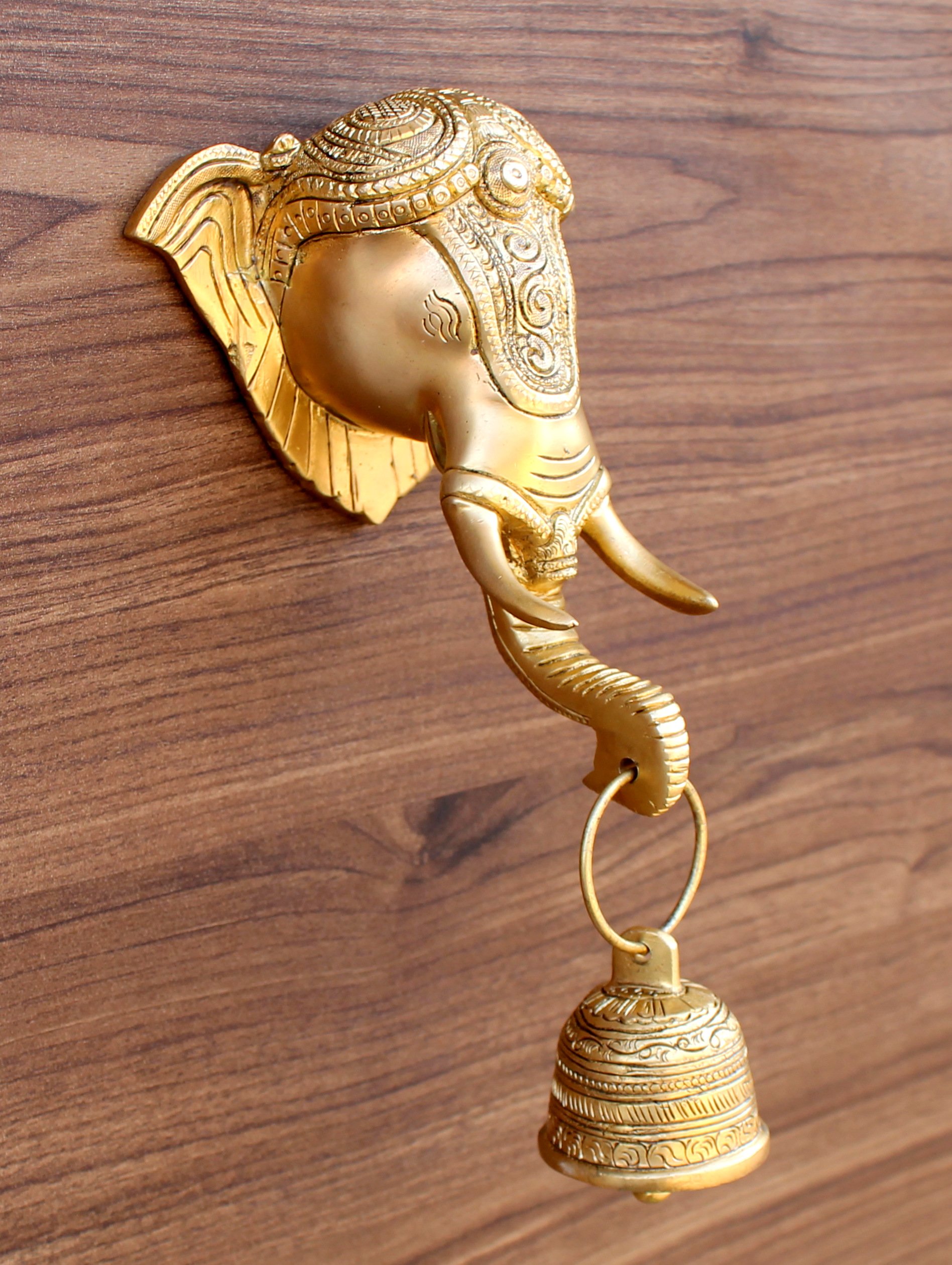 StonKraft Beautiful Elephant Face Door Knocker/Door Decor with Brass Bell for Door Decor and Wall Decor