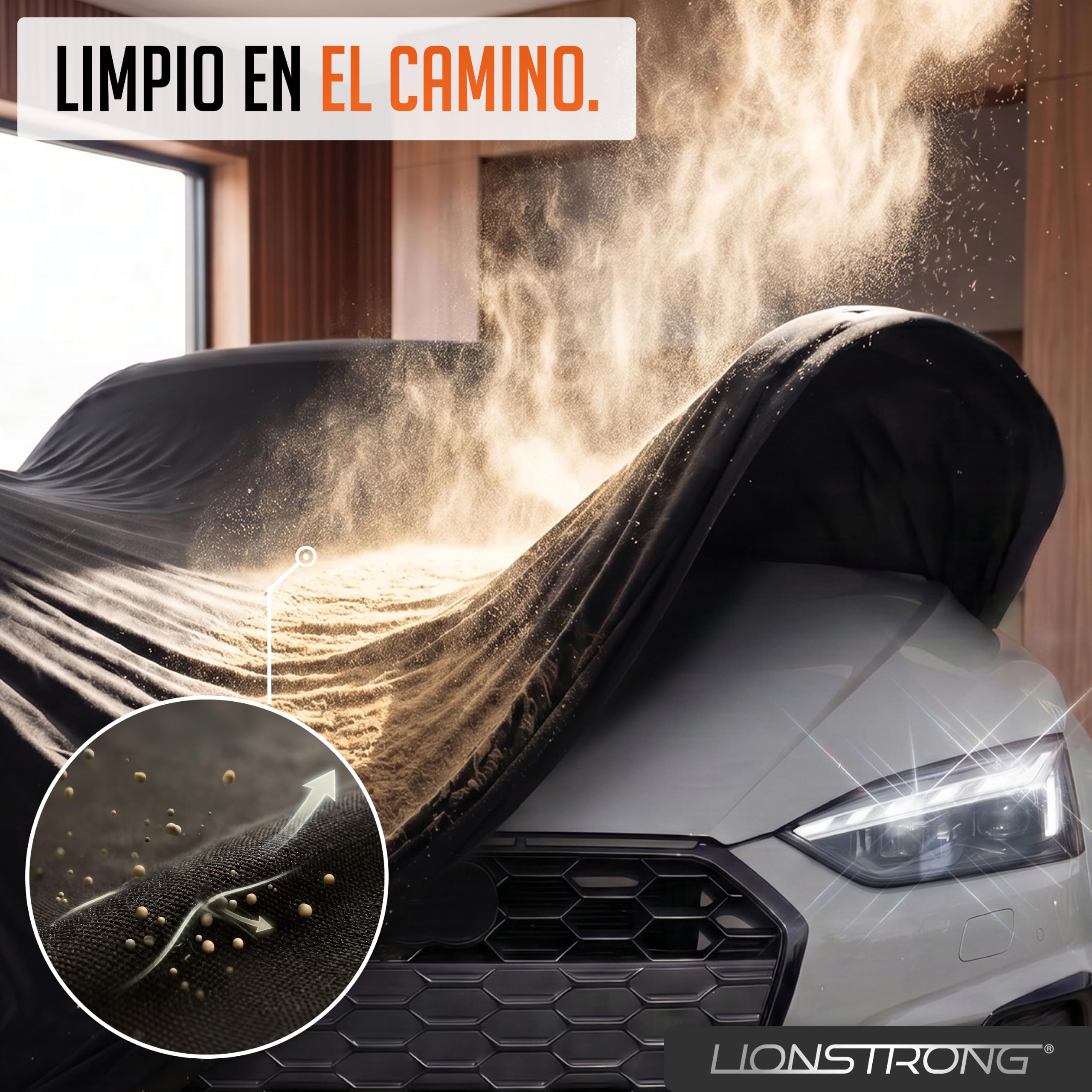 Funda para Coche de Interior – Protección contra el Polvo y la Suciedad para Coches pequeños, berlinas y SUV – con Bolsa de Almacenamiento – Sujeción Segura Mediante Banda elástica – Diseño Deportivo