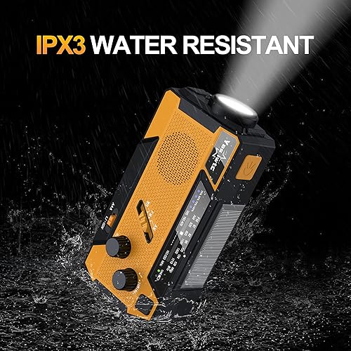 Miniatura 7 de Yestiwc - Radio de manivela de emergencia de 7400 mWh, radio solar de manivela, radio de batería de emergencia con NOAAAMFM, banco de energía,