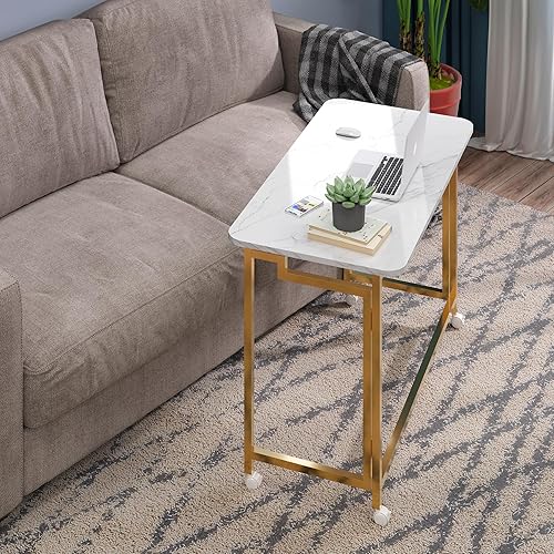 Miniatura 4 de 4NM Escritorio móvil pequeño para computadora de 27.5 pulgadas, mesa plegable para computadora portátil con ruedas, escritorio de oficina portátil