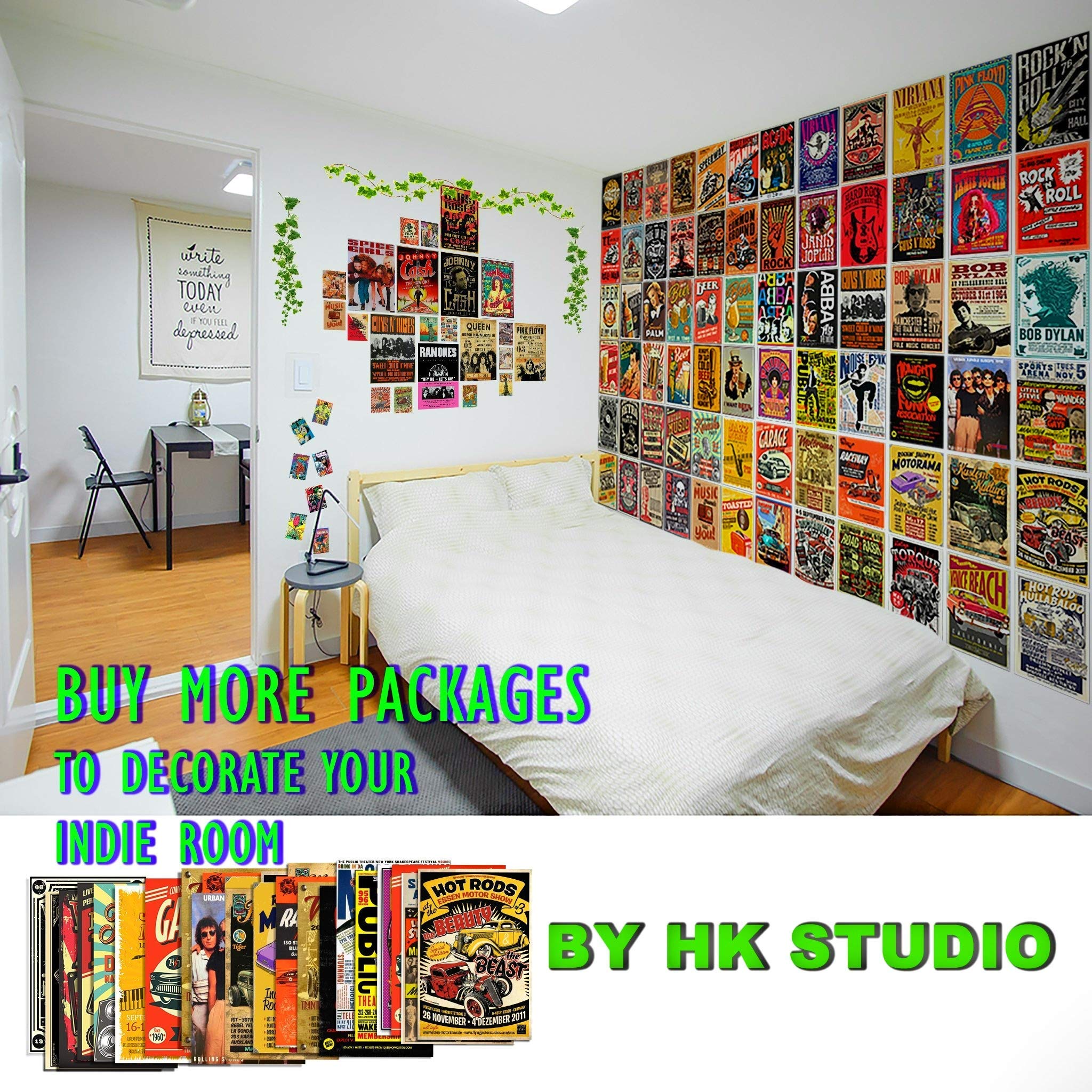 HK Studio Vintage Posters of Classic Movie SelfAdhesive, Vinyl Decal, Indie Posters for Room