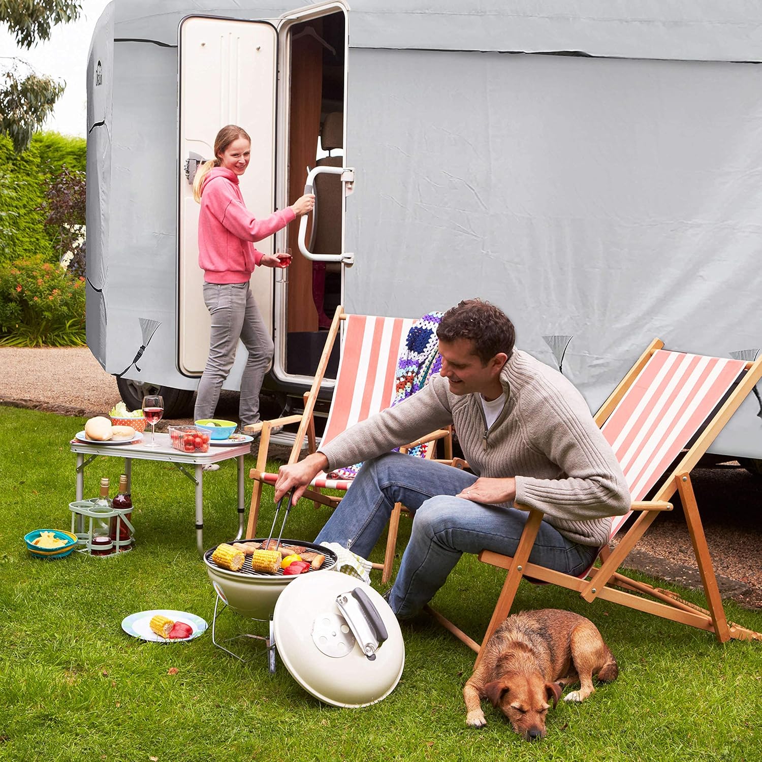 DikaSun Travel Trailer RV Cover Fits 20'-22' Trailer, Heavy Duty 150G/M 6 Layers Camper Cover Waterproof Anti-UV with RV Accessories Ladder Cover, Adhesive Repair Patches, Storage Bag : Automotive