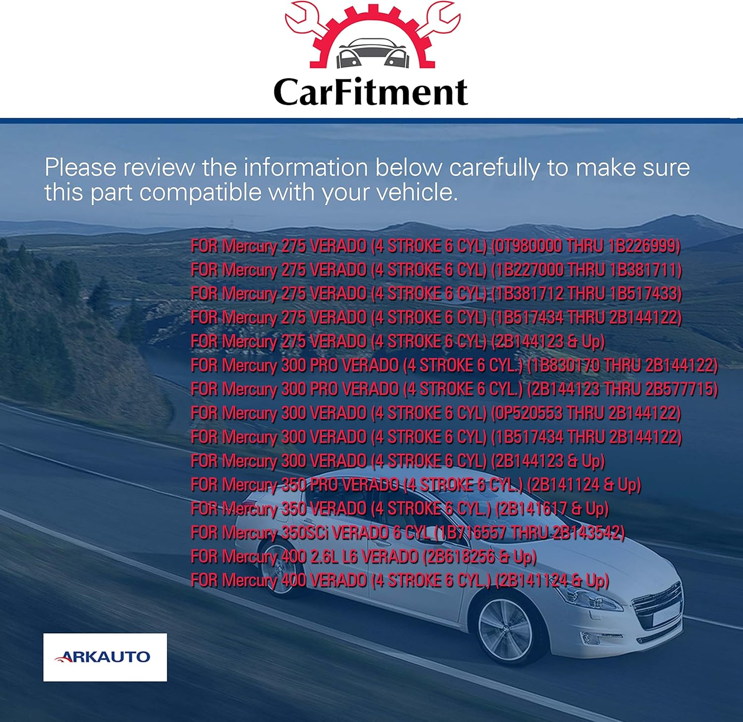 6PCS ARKAUTO HIGH PERFORMANCE RED TOP IGNITION COIL 880615T01 339880615T01 8M0039809 19005251 FOR MERCURY 75 80 90 100 115 EFI MERCURY VERADO OUTBOARD 135 150 175 200 225 250 275 300 350 400