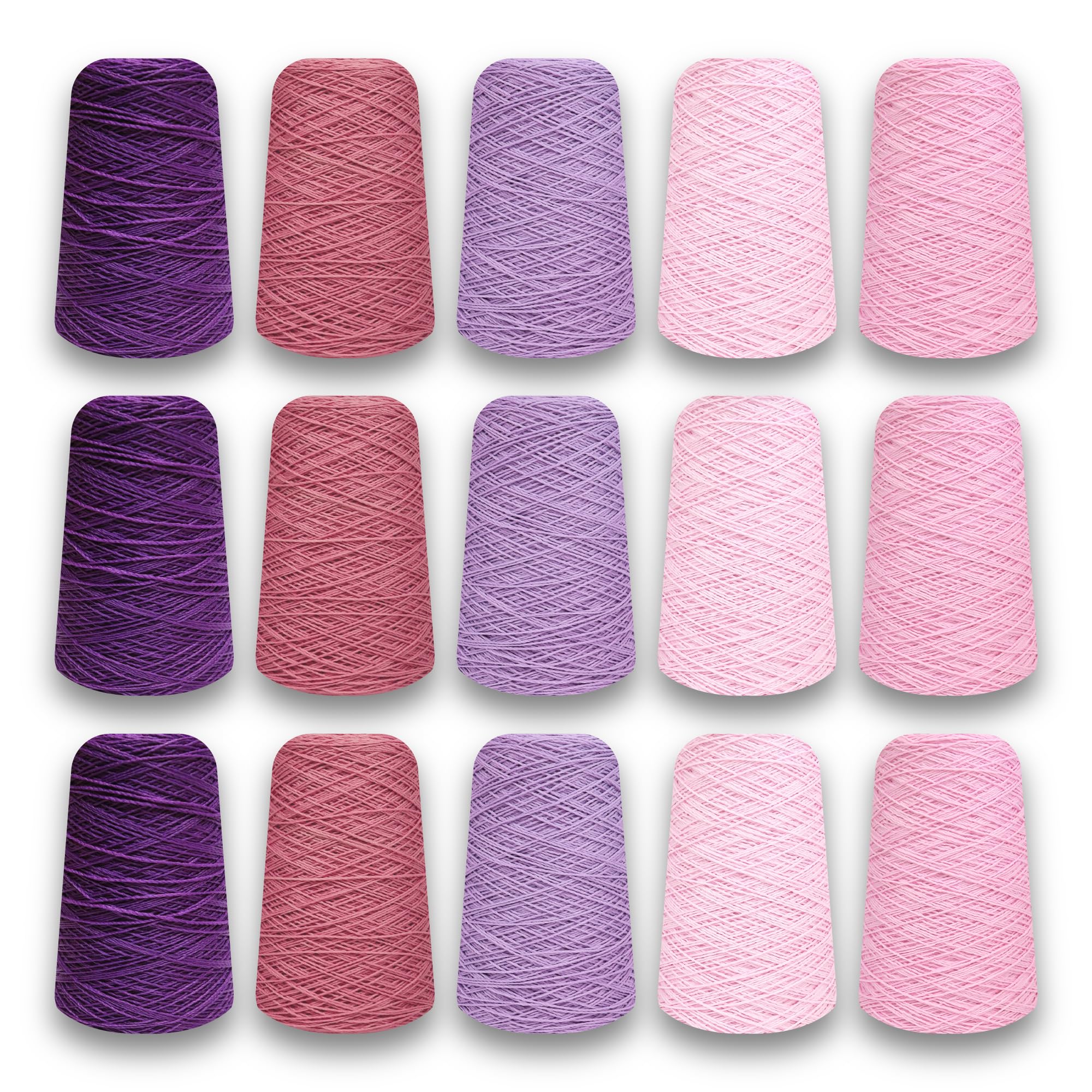 Tufting Yarn Bundle - 5 Color Packs (Deep Purple, Rosy Pink, Purple, Pale Pink, Light Pink)