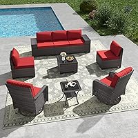 Vista 25 de Kullavik - Juego de muebles para exterior de 6 piezas con sofá modular de ratán de polietileno, color negro