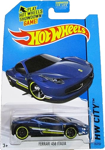 Hot Wheels - 2014 HW City 35/250 - Equipo de velocidad - Ferrari 458 Italia (azul)