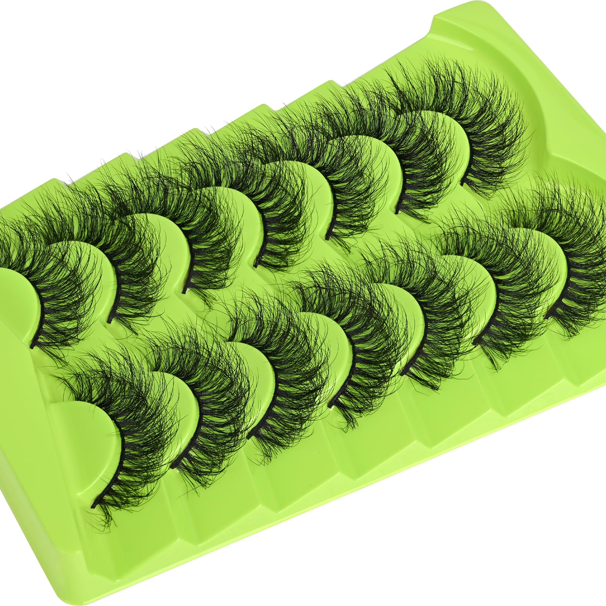 Mink Lashes Wispy False Eyelashes 3D Volume Strip Lashes 16mm Cat Eye Faux Mink Lashes 7 Pairs Fake