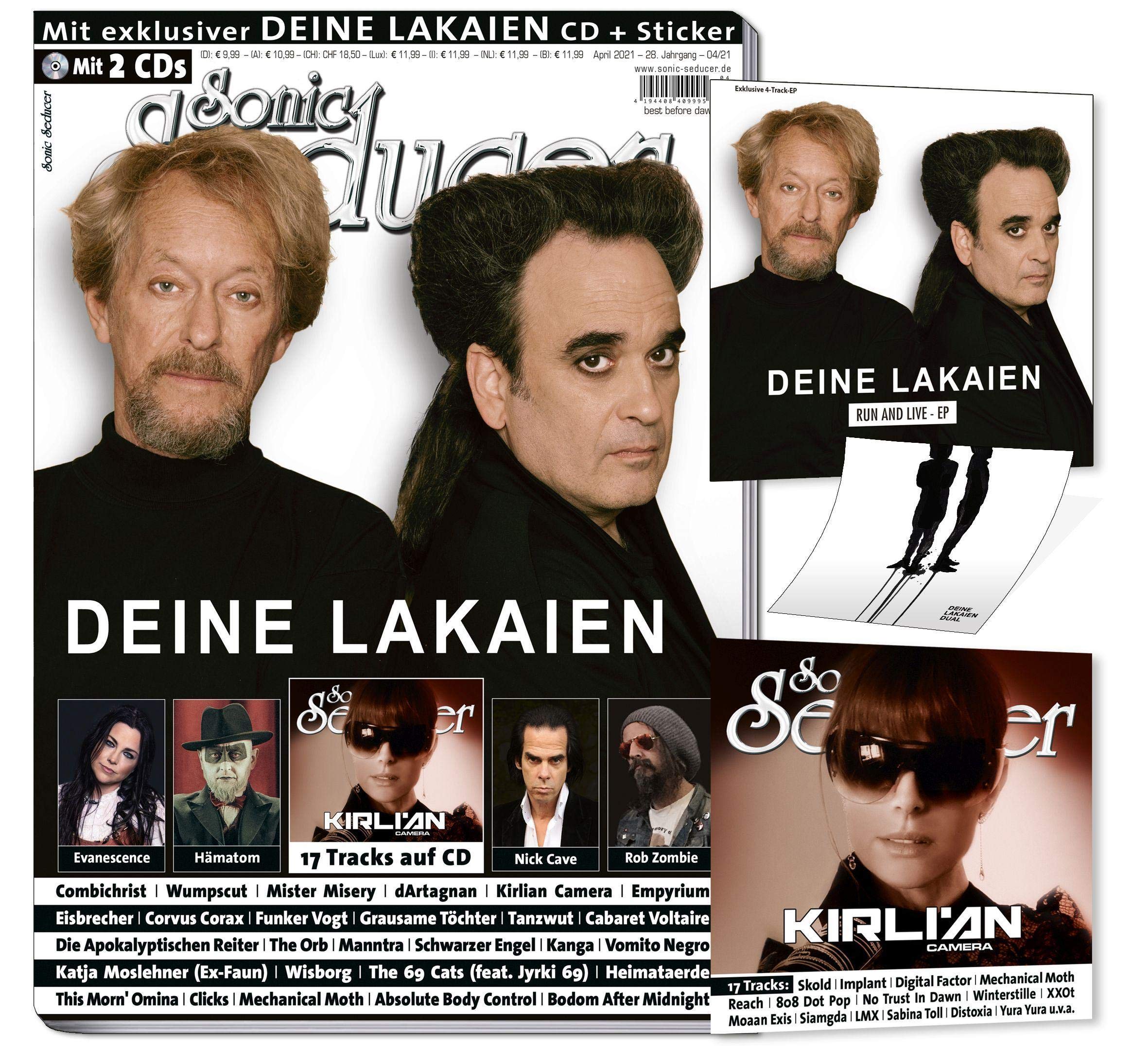 Sonic Seducer 04/2021 + 2CDs: exkl. 4-Track-EP-CD & Sticker von Deine Lakaien, im Mag: Evanescence, Nick Cave, Hämatom, Rob Zombie, Kirlian Camera, ... + Wumpscut + Corvus Corax + 17 Track CD