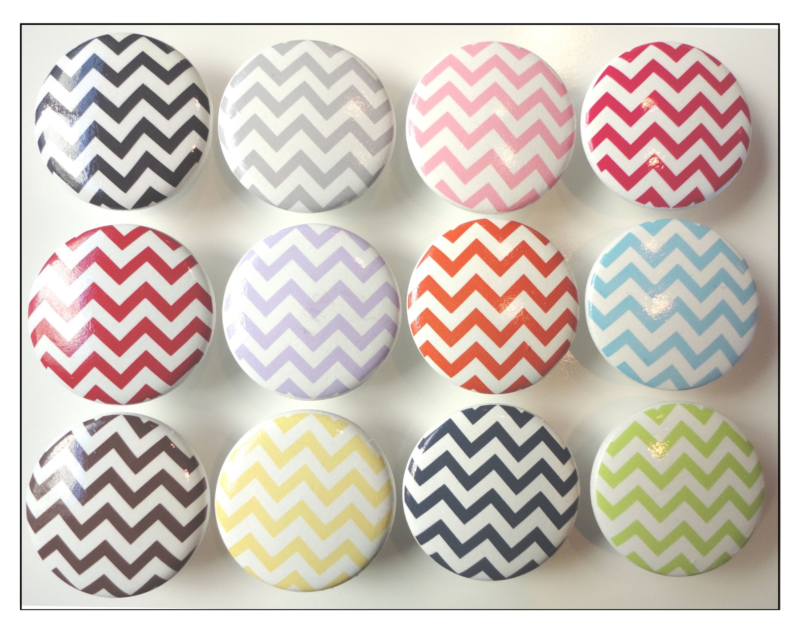 Pink Oversized 2" Cabinet or Dresser Knobs Chevron Pattern