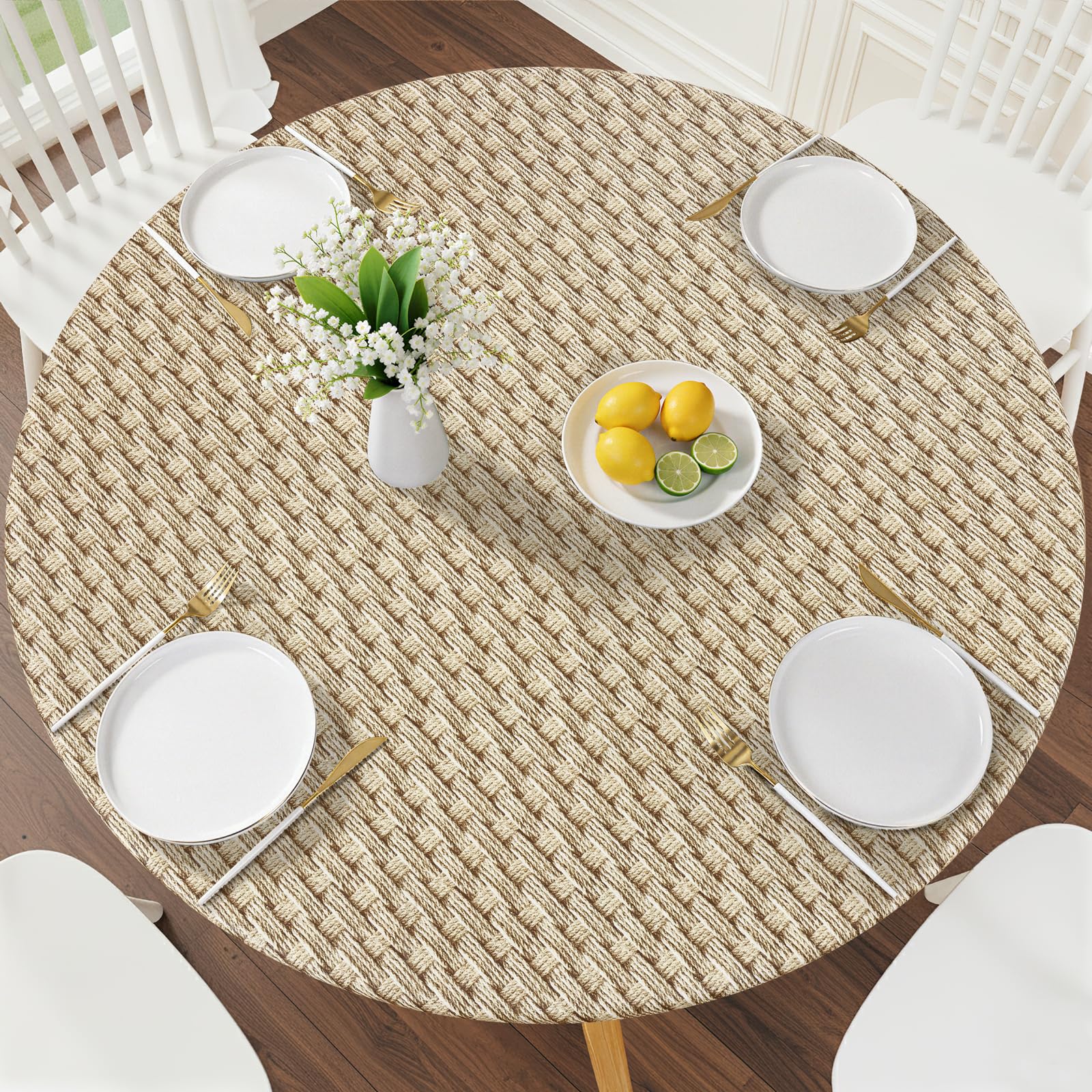 Photo 1 of Smiry Round Table Cloth, Waterproof Fitted Table Cover for 25"-30" Tables