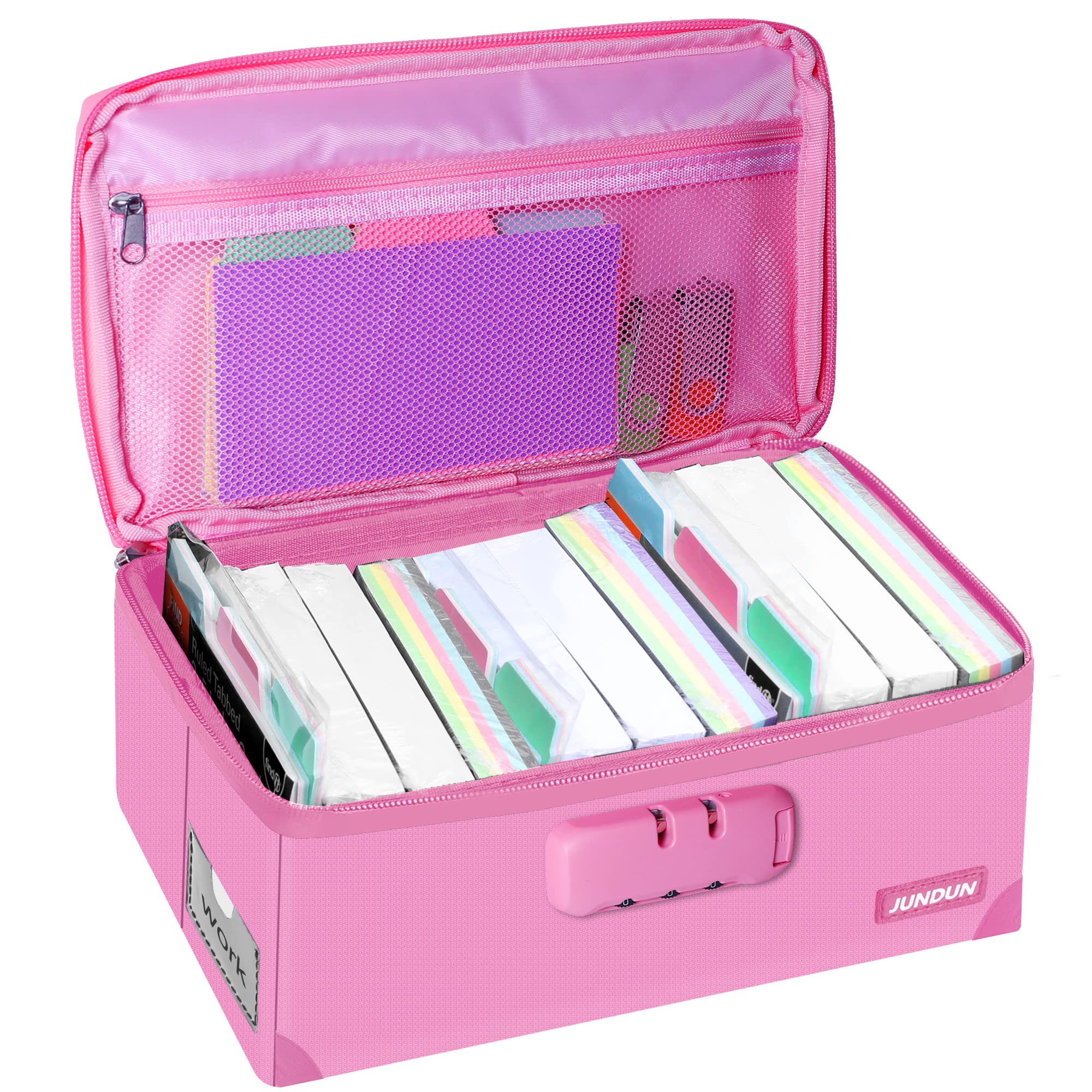 JUNDUN Index Card Holder with Lock,Collapsible Fireproof Index Card Box fits 1200 3x5-Inch Flash Cards - Business, Recipe, or Note Card Storage Boxes