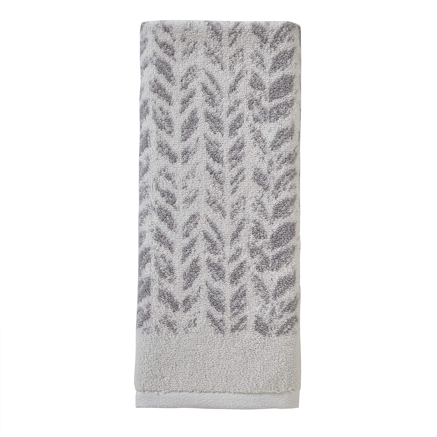 SKL Home Distressed Leaves 100% Turkish Cotton Premium 2-Piece Hand Towel Set, 600 GSM, Soft & Absorbent Jacquard, Decorative for Bath/Kitchen/Bar, Gray - Image 3