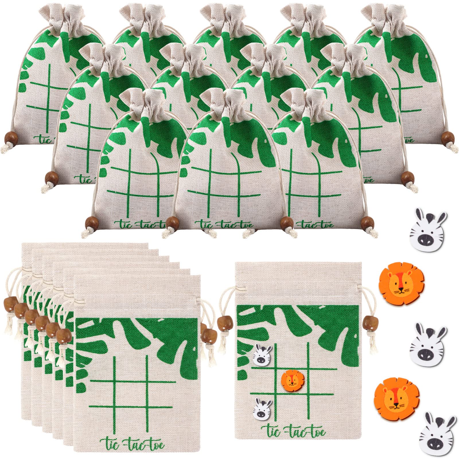 Sotiff 24 Set Tic Tac Toe Game Bulk for Kids Summer Party Supplies Jungle Animals Tic Tac Toe Game Bulk Safari Animal Games for School Exchange Gift