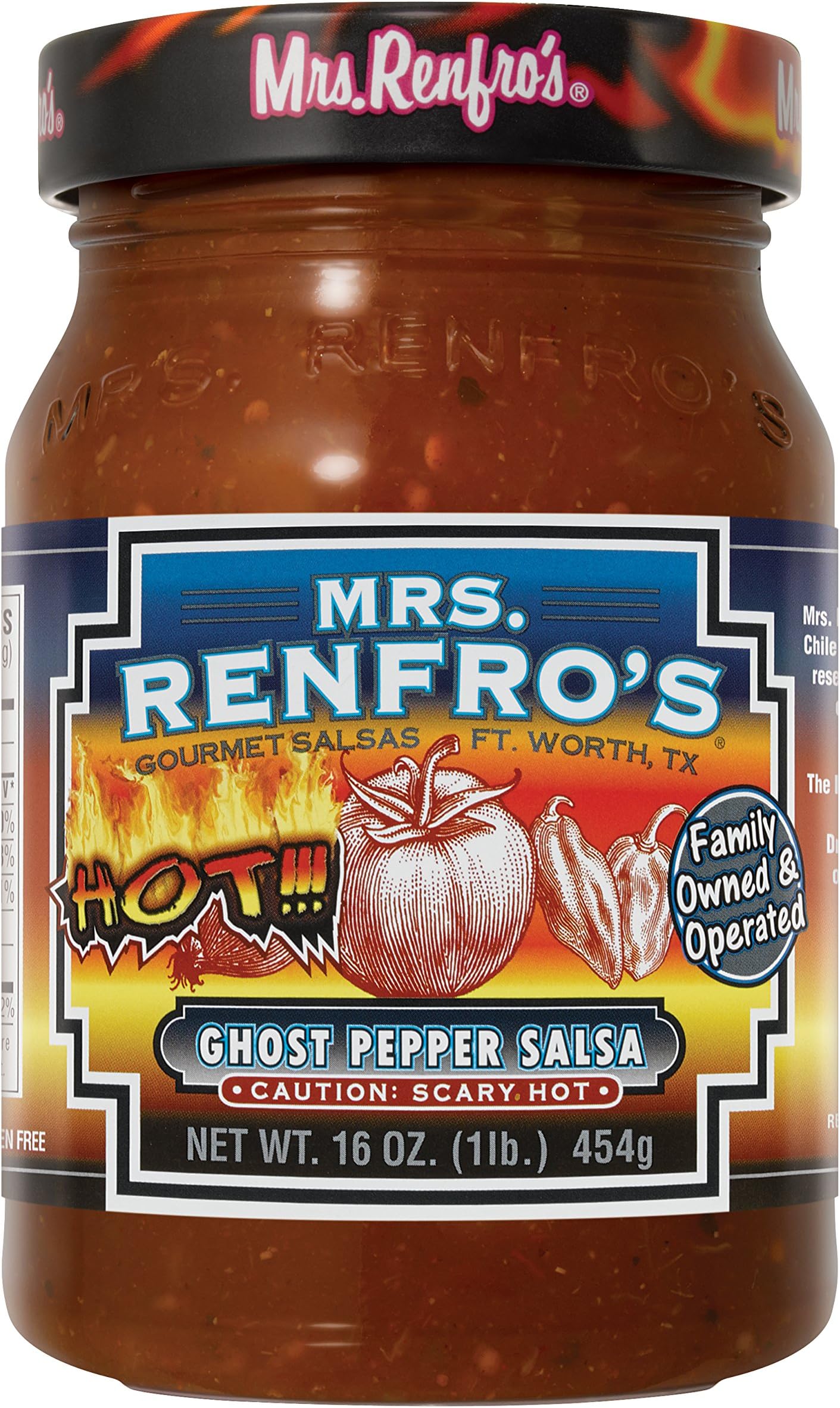 Mrs. Renfro's Salsa, Ghost Pepper, Hot, 16 oz