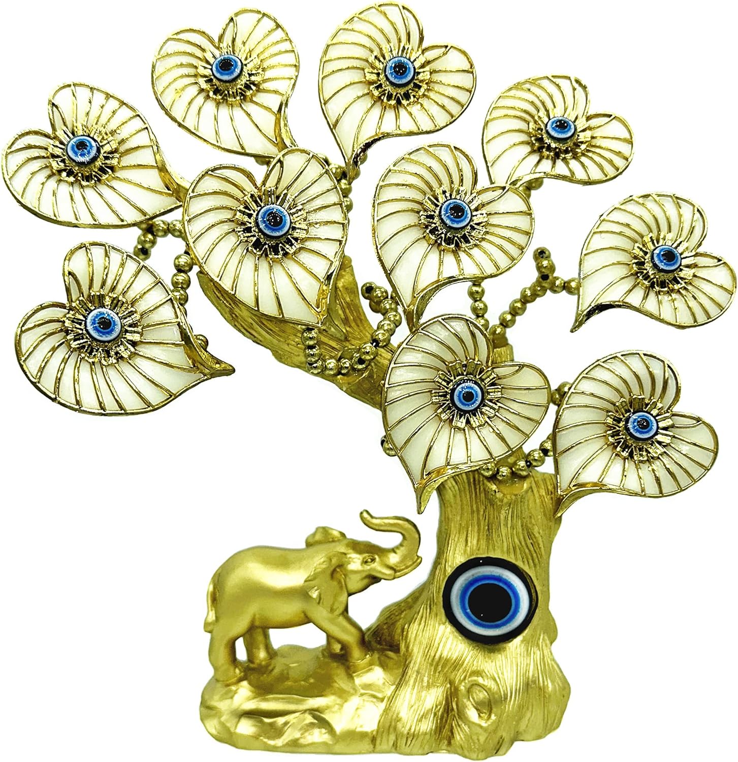 Betterdecor Turkish Nazar Blue Evil Eye Tree with Lucky Elephant