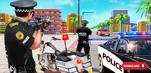 Jogo de perseguição de crime de gangster de moto policial - Jogos 3D de simulador de condução de car