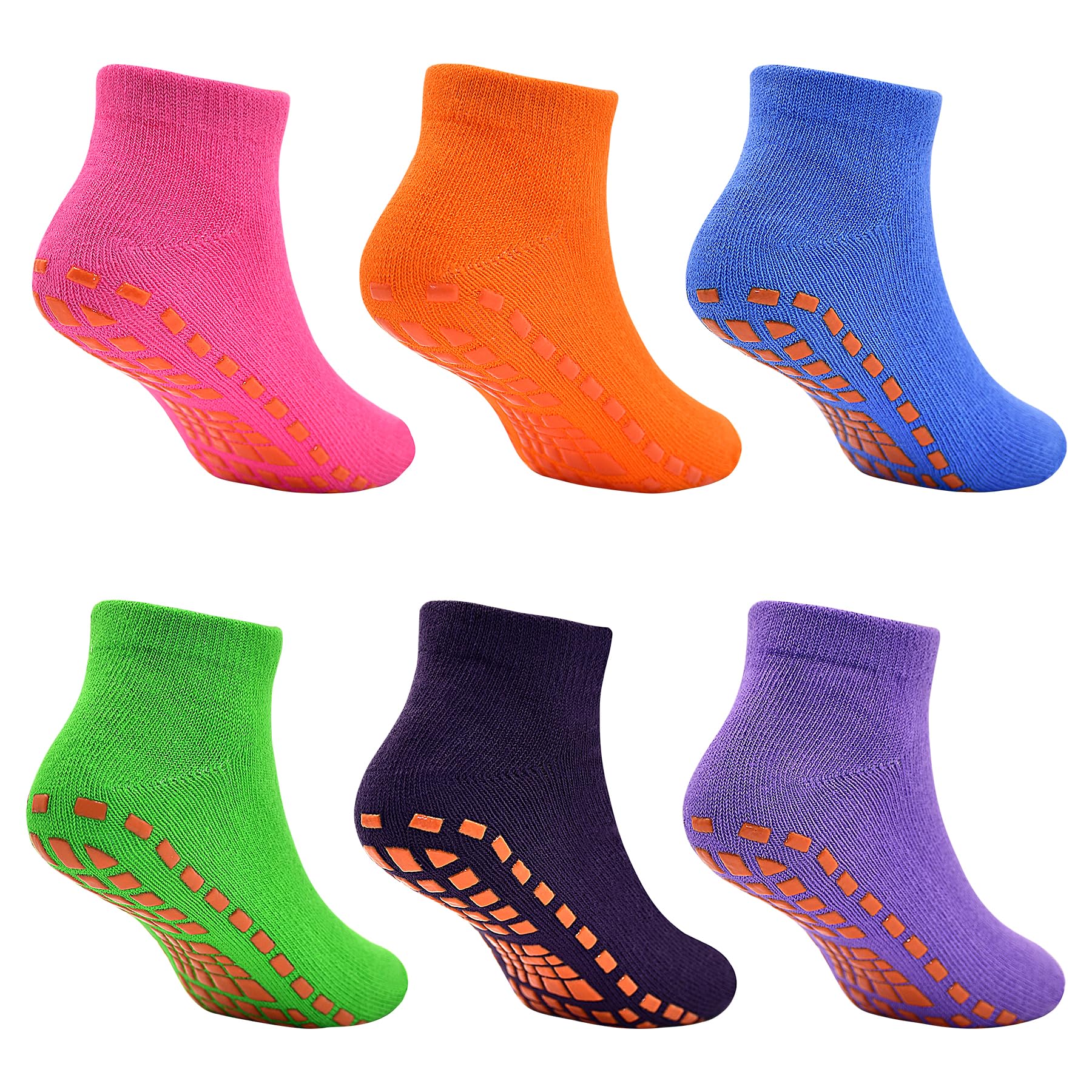 DECOVICI Non Slip Kids Grip Socks Slipper Socks with Grips for Boys 2-13 Years Trampoline Train Home 6/12 Pairs
