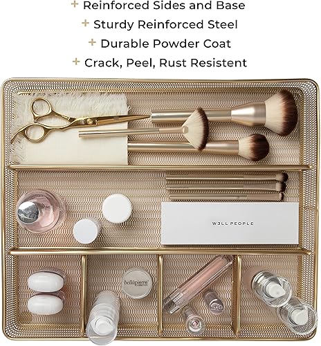 Miniatura 4 de BLU MONACO Bandeja organizadora de cajones de escritorio para organización de oficina, 6 compartimentos, organizador de cajones grande de malla