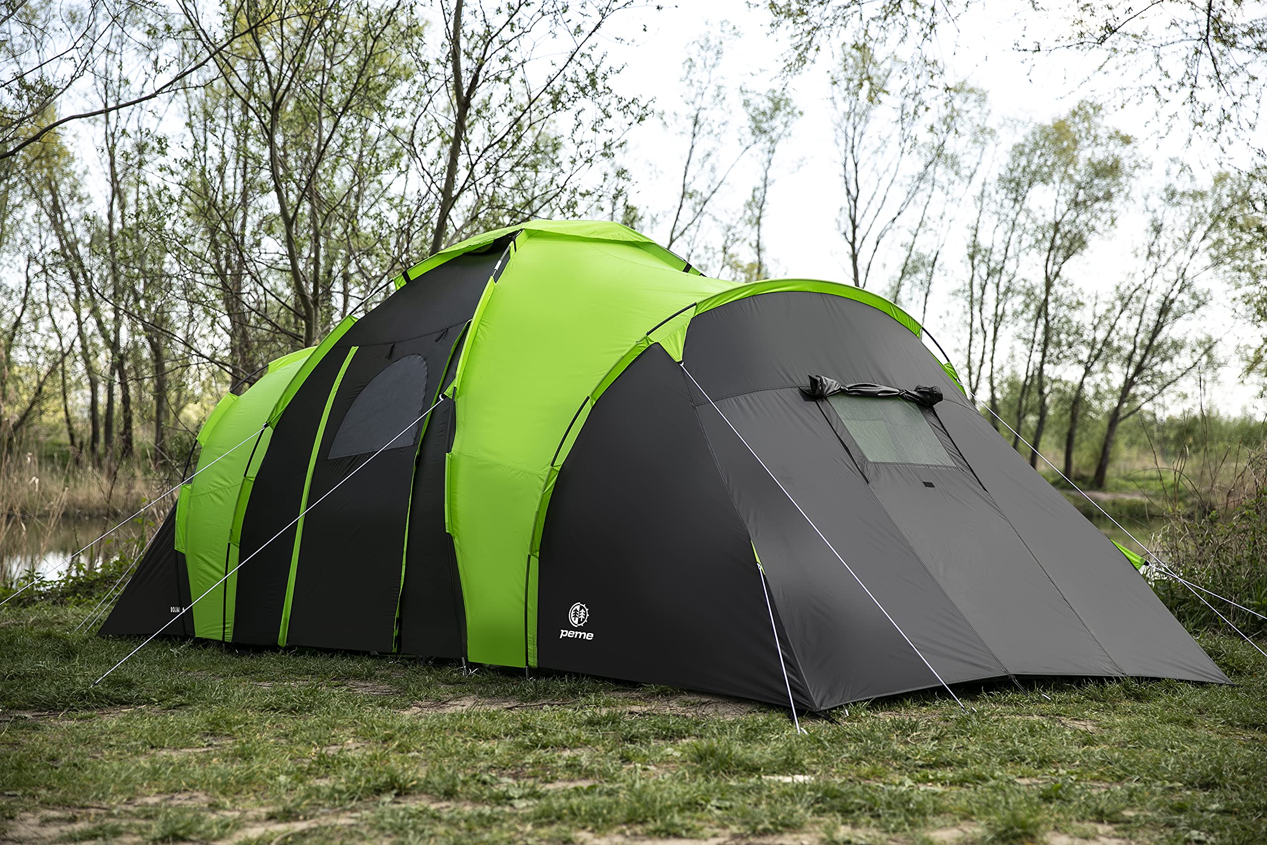 peme Tienda de Campaña Túnel Bojan 6, para 6 Personas, Impermeable 4000mm, Carpa Familiar para Actividades al Aire Libre como Trekking, Camping y Senderismo, con Vestíbulo y Toldo Solar, 2 Entradas