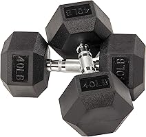 BalanceFrom Rubber Coated Hex Dumbbell Weight Set and Storage Rack, Multiple Packages