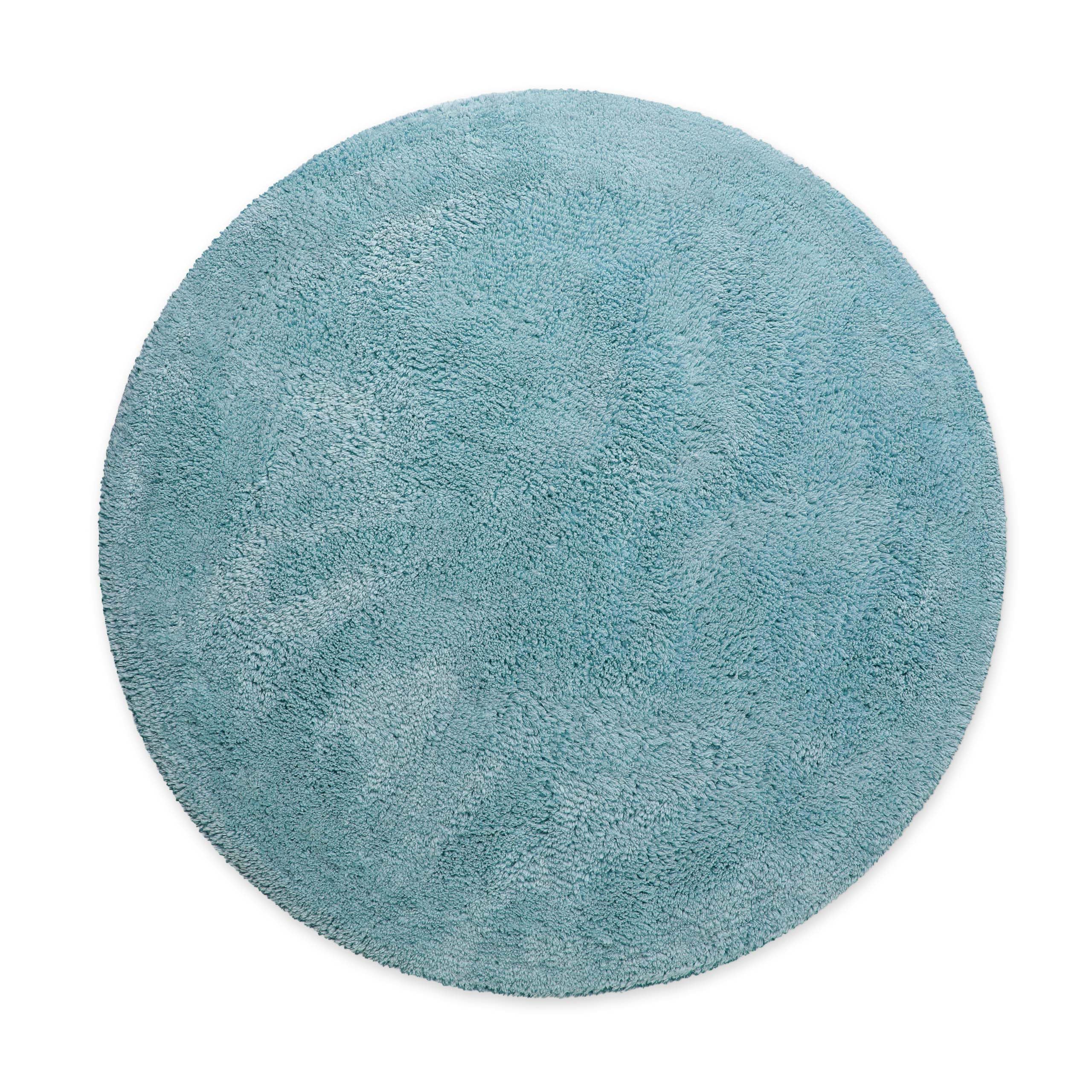 Wecon Home Basics - Tappeto da bagno Erik, morbido tappeto in cotone tuffo, antiscivolo e lavabile, con pelo morbido e effetto trasparente (80 cm, rotondo, fumo, blu)