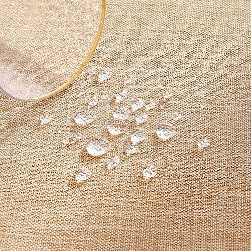 Miniatura 5 de Mantel redondo de lino de 38 pulgadas, lavable, tela resistente a las arrugas, mantel de cocina, comedor, mesa para mesas al aire libre, casa de