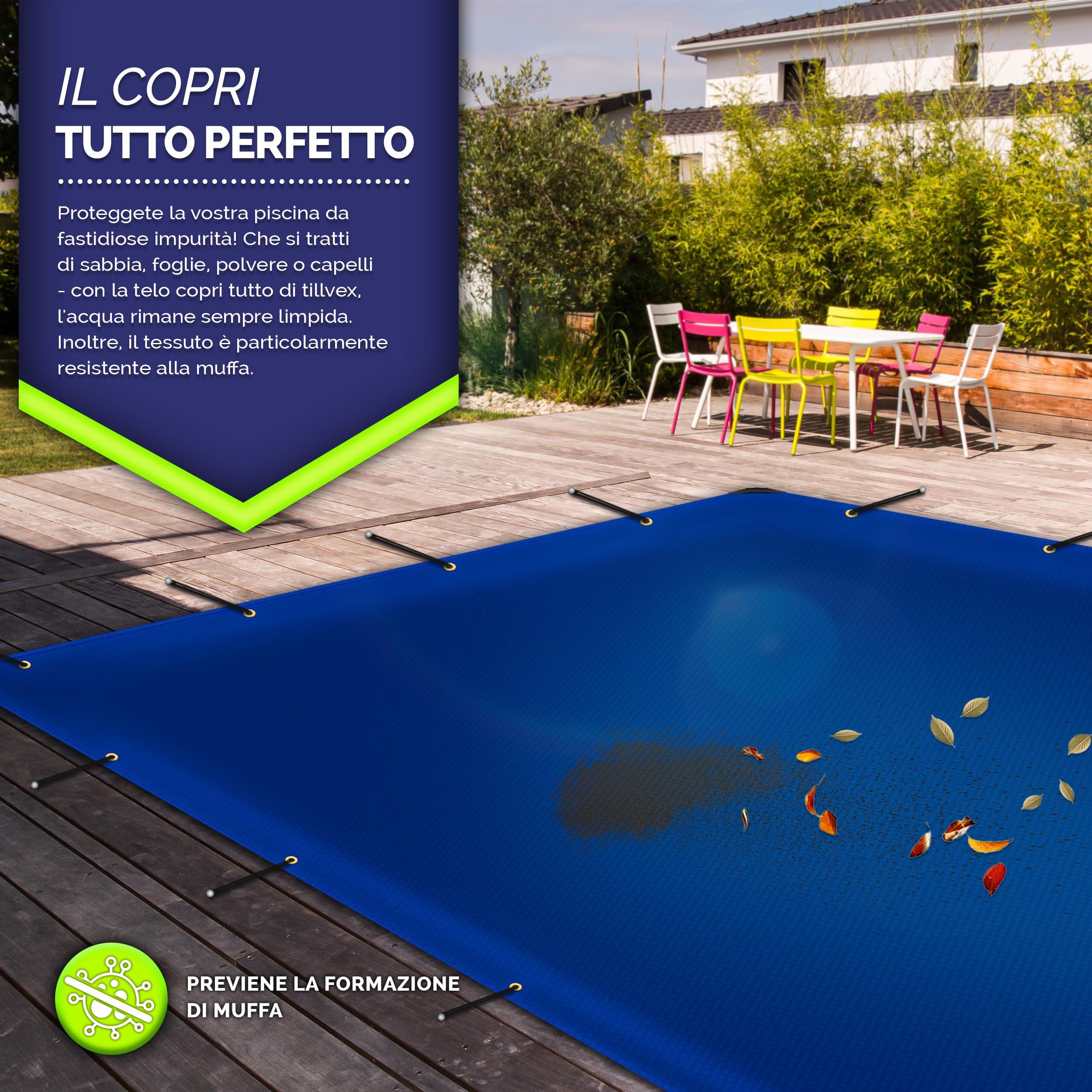 tillvex®, Telone di copertura con occhielli + 10 elastici e corda da 15 m, telo 650 g/m², impermeabile e antistrappo, telo in PVC di alta qualità, universale, per camion, piscina, mobili da giardino e