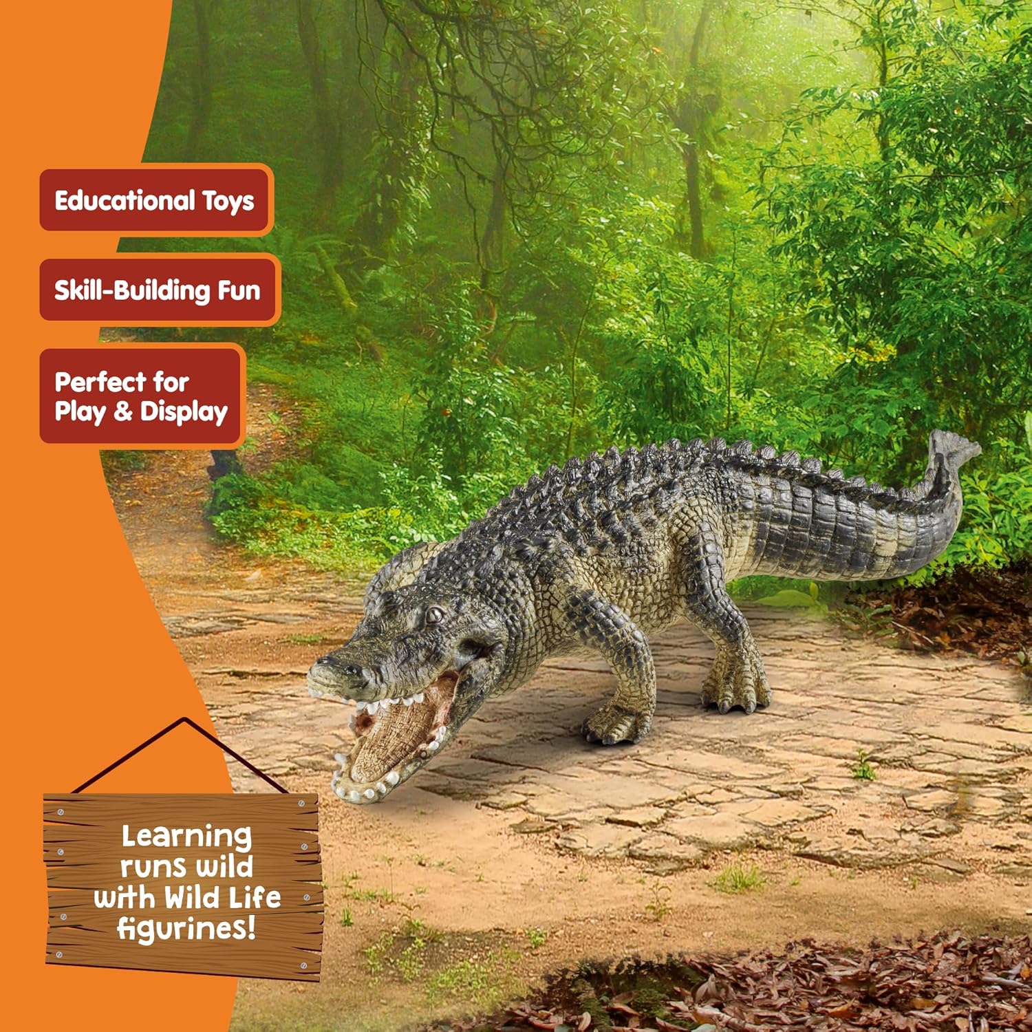 Schleich Wild Life Realistic Alligator Figurine with Movable Jaw - Detailed Alligator Toy Figure, Durable for Education and Fun Play, Perfect for Boys and Girls, Gift for Kids Ages 3+ - Image 5